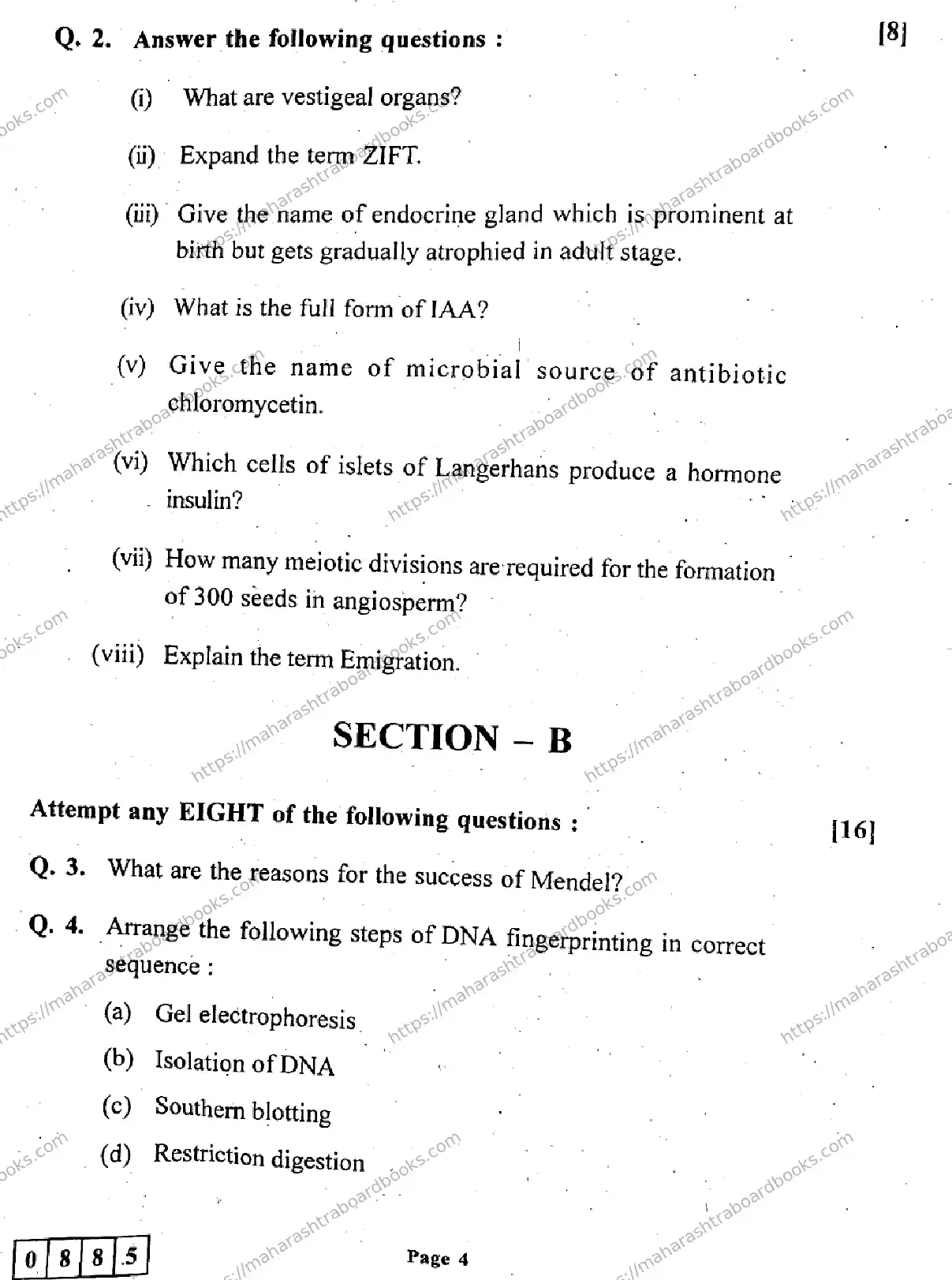 Maharashtra Board Solution HSC Biology Default Set 2024 Image 4