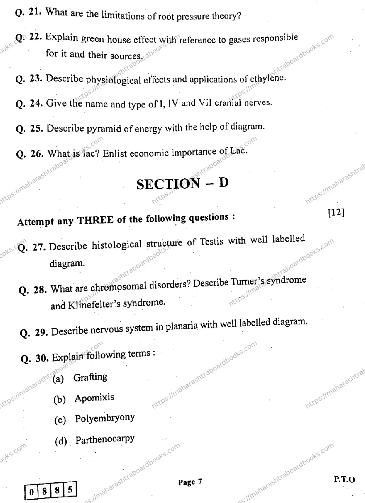 Maharashtra Board Solution HSC Biology Default Set 2024 Image 7