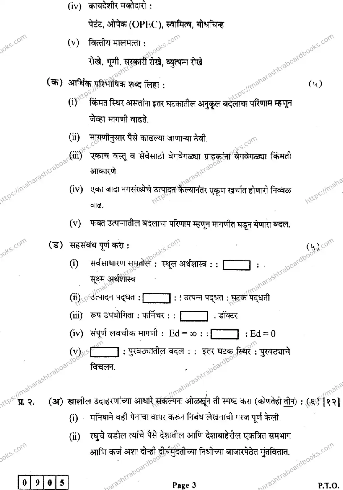 Maharashtra Board Solution HSC Economics Default Set 2024 Image 3