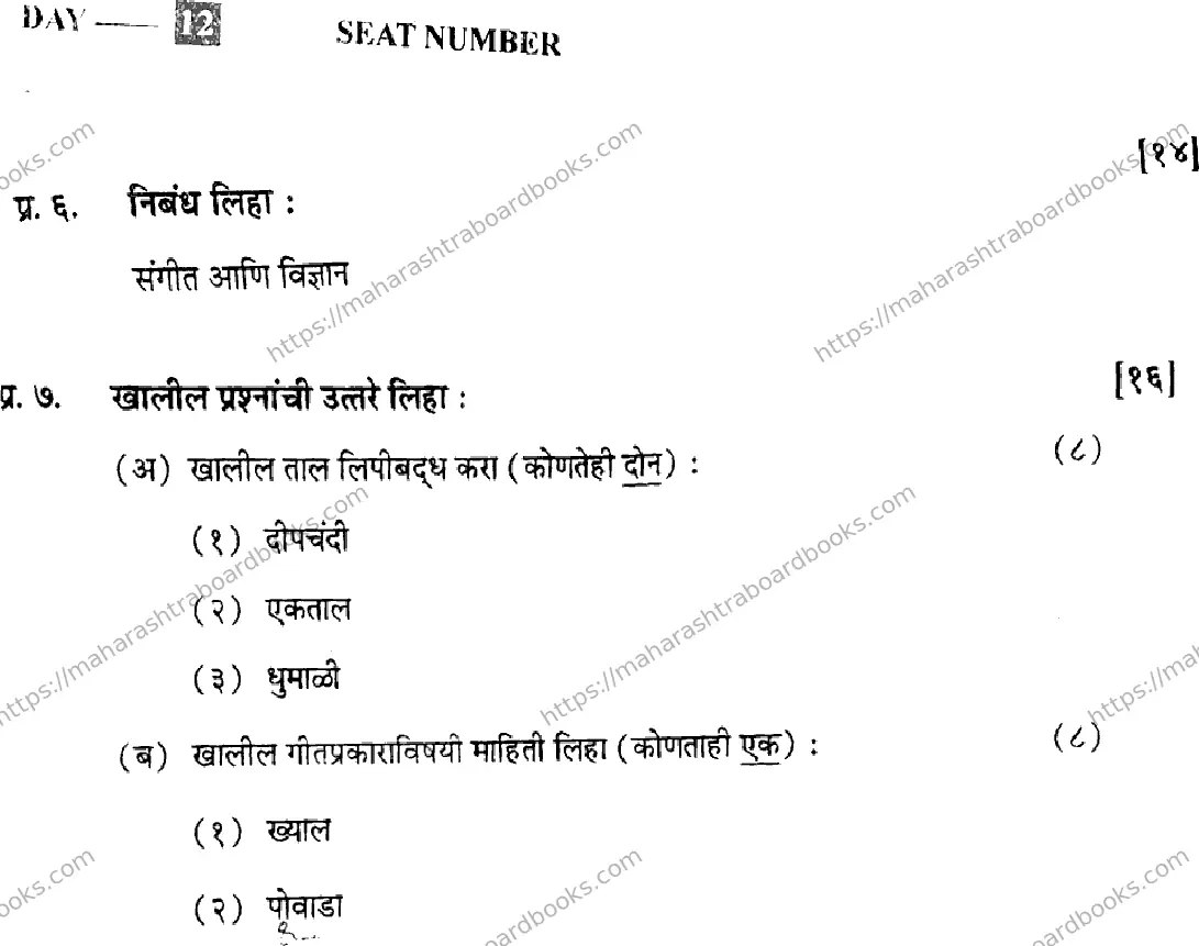 Maharashtra Board Solution HSC History And Development Of Indian Music Default Set 2024 Image 4