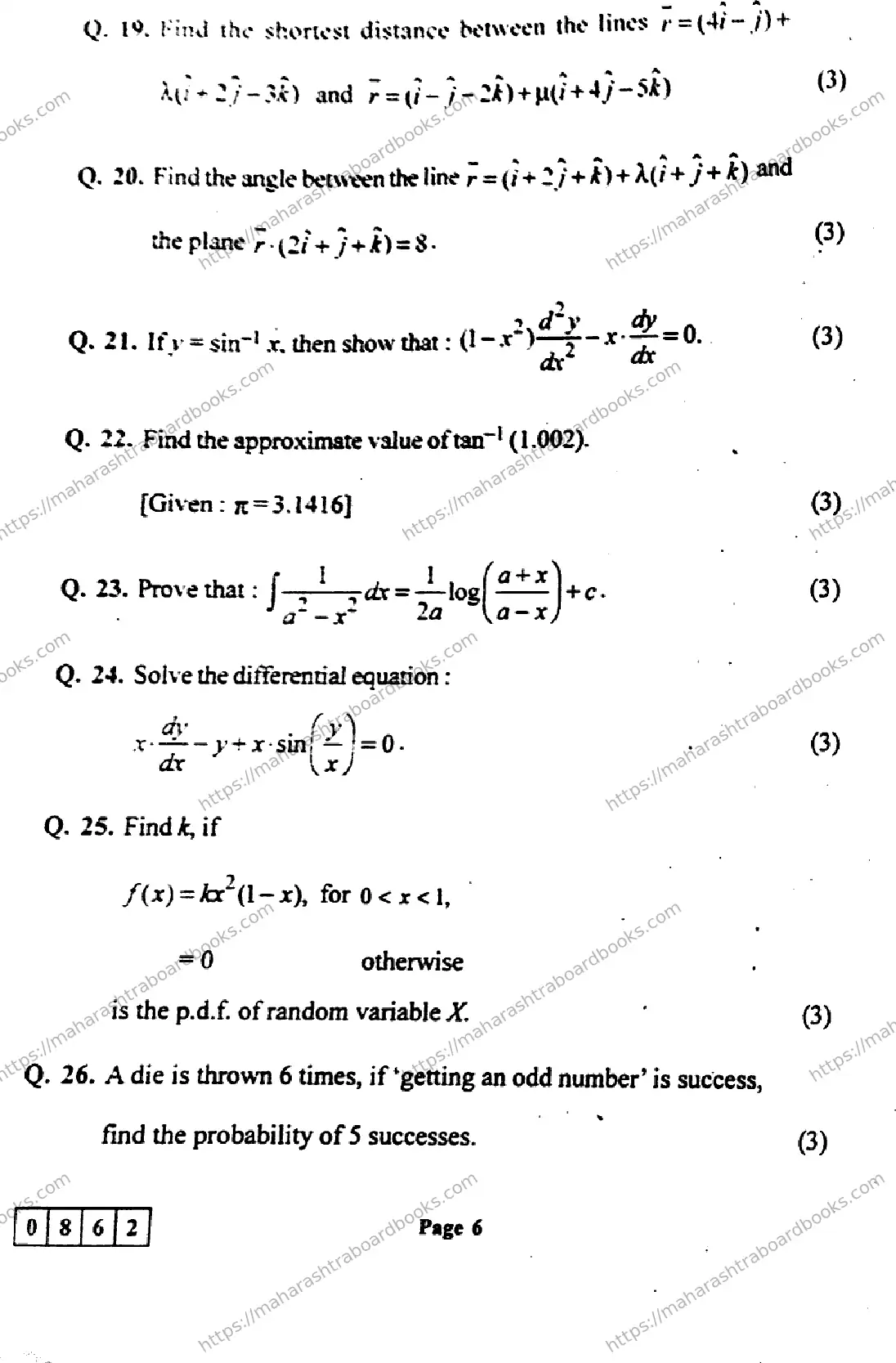 Maharashtra Board Solution HSC Mathematics and Statistics  Default Set 2024 Image 6