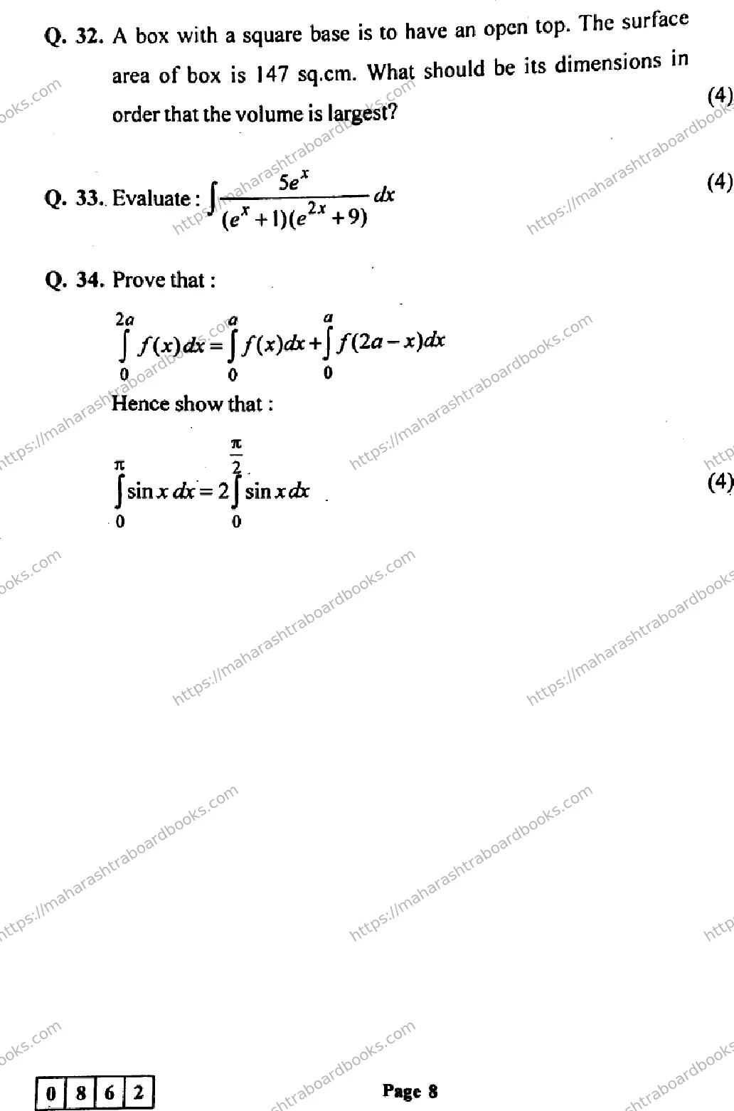 Maharashtra Board Solution HSC Mathematics and Statistics  Default Set 2024 Image 8