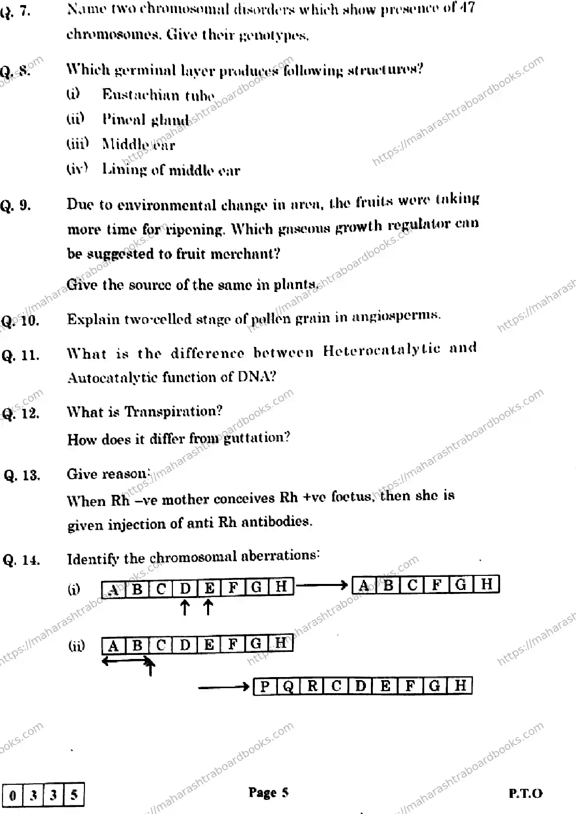 Maharashtra Board Solution HSC Biology J-335 2025 Image 5