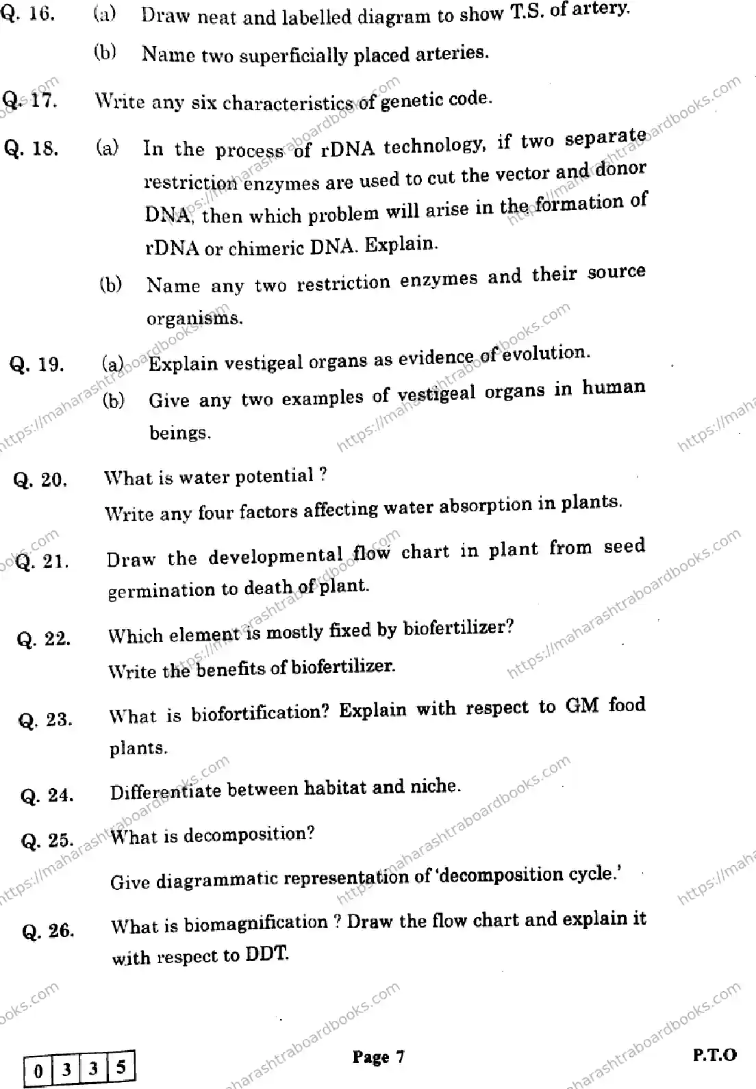Maharashtra Board Solution HSC Biology J-335 2025 Image 7
