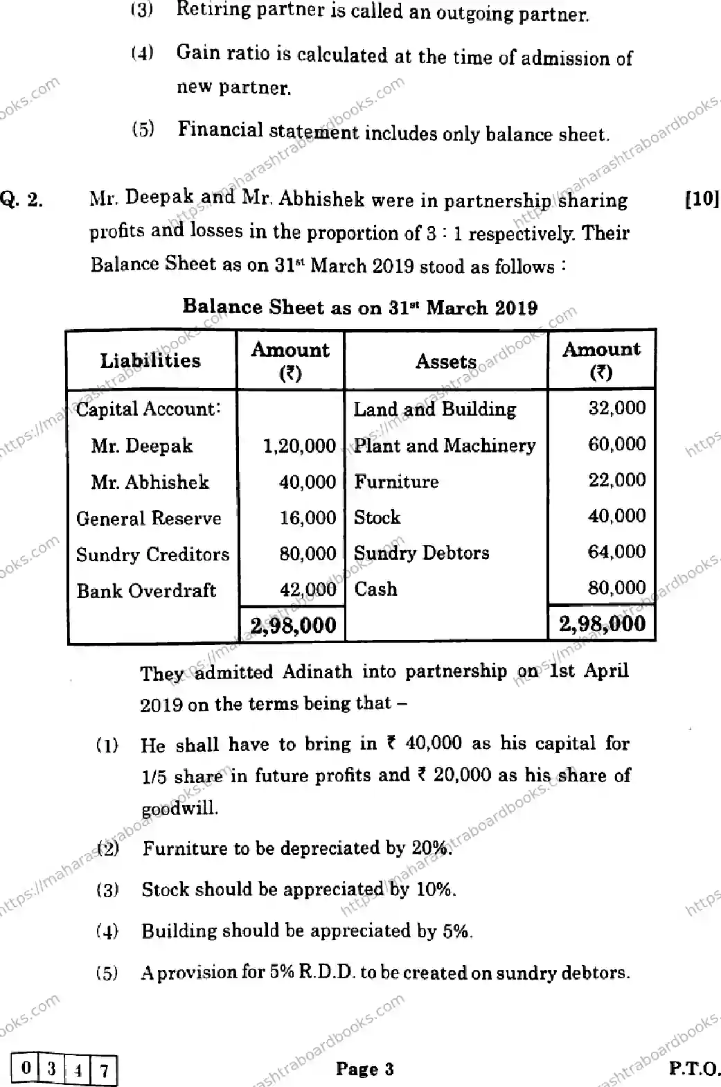 Maharashtra Board Solution HSC Book Keeping and Accountancy  J-347 2025 Image 3