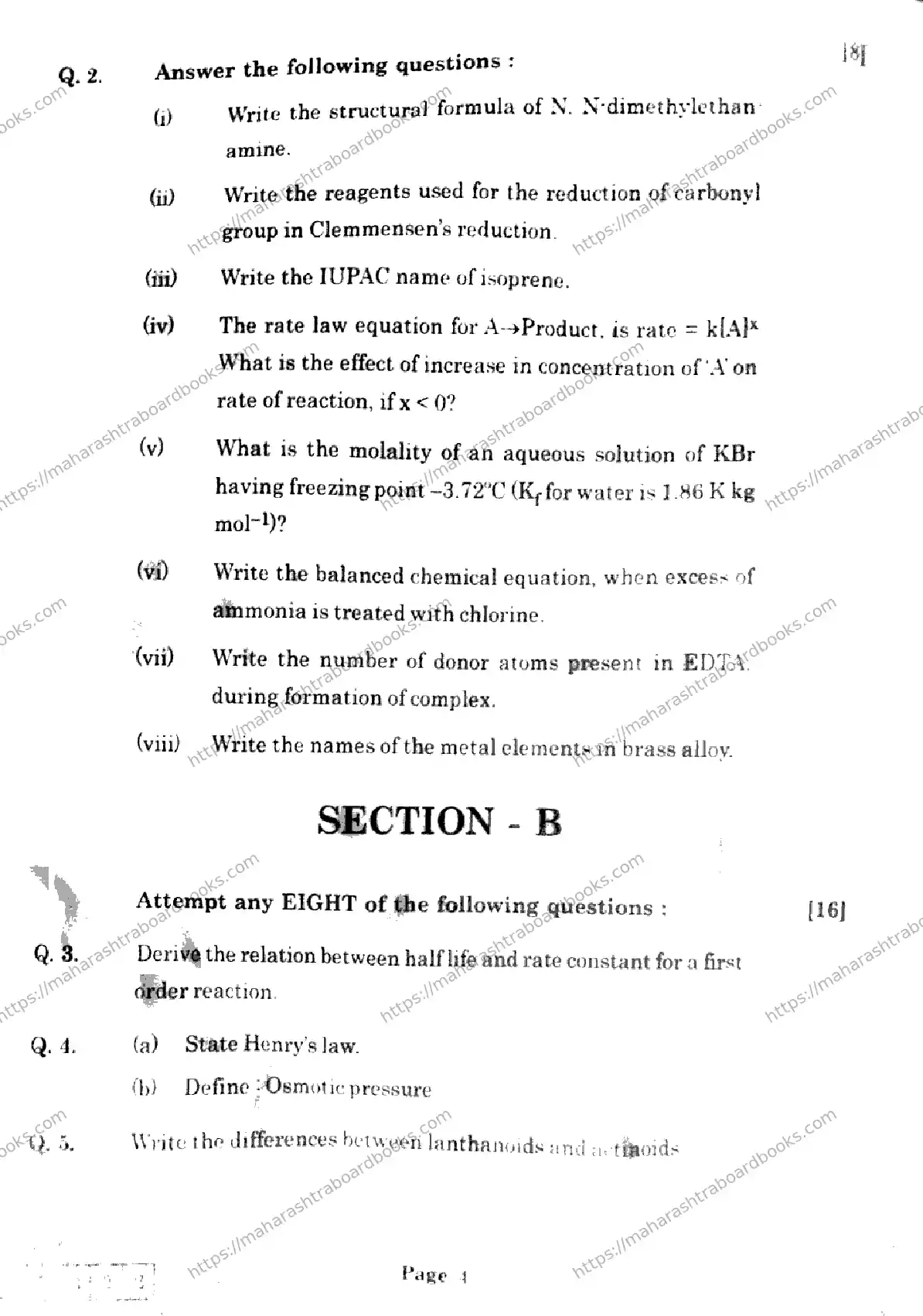 Maharashtra Board Solution HSC Chemistry J-302 2025 Image 4