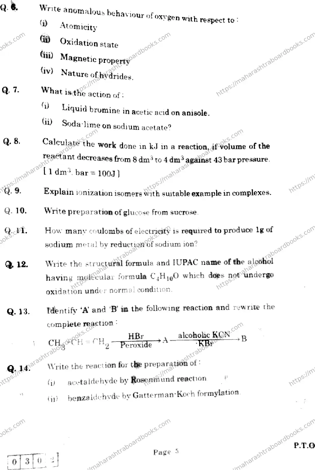 Maharashtra Board Solution HSC Chemistry J-302 2025 Image 5