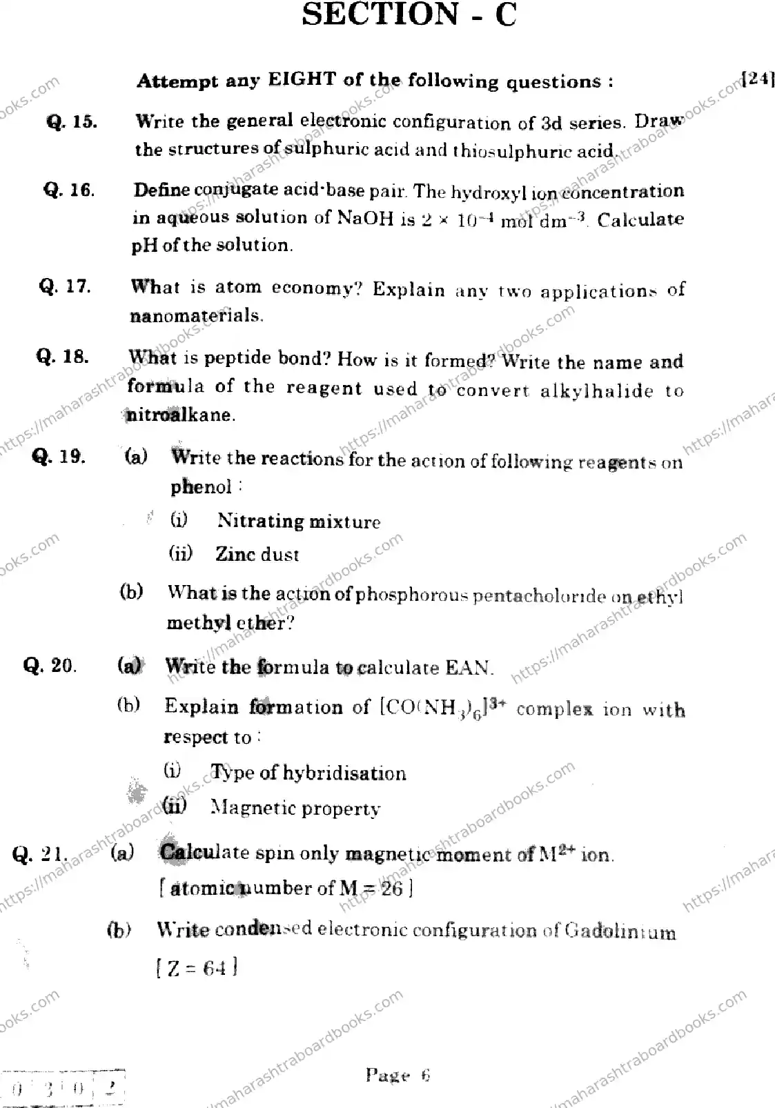 Maharashtra Board Solution HSC Chemistry J-302 2025 Image 6