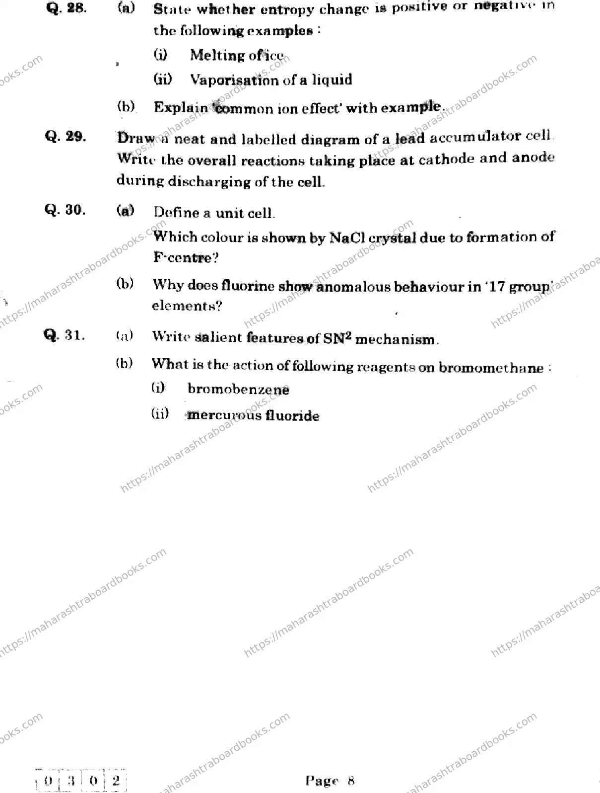 Maharashtra Board Solution HSC Chemistry J-302 2025 Image 8