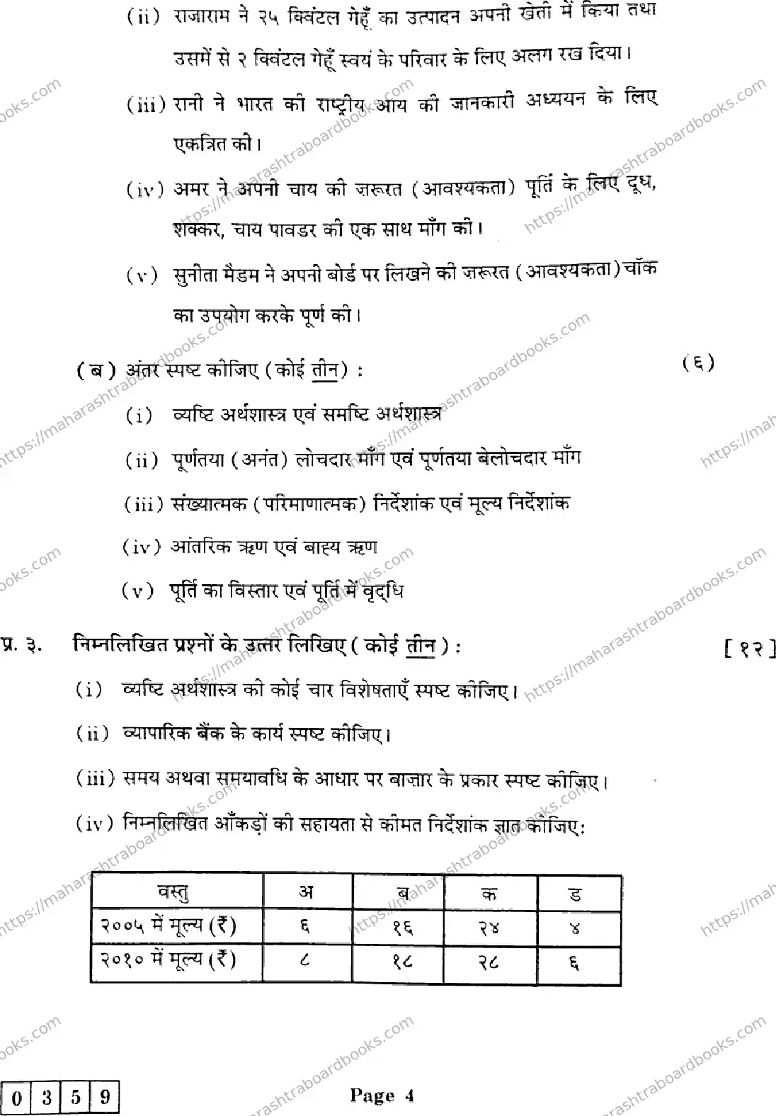 Maharashtra Board Solution HSC Economics J-359 2025 Image 4