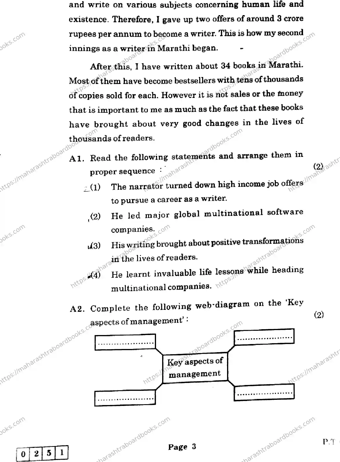 Maharashtra Board Solution HSC English- J-251 2025 Image 3