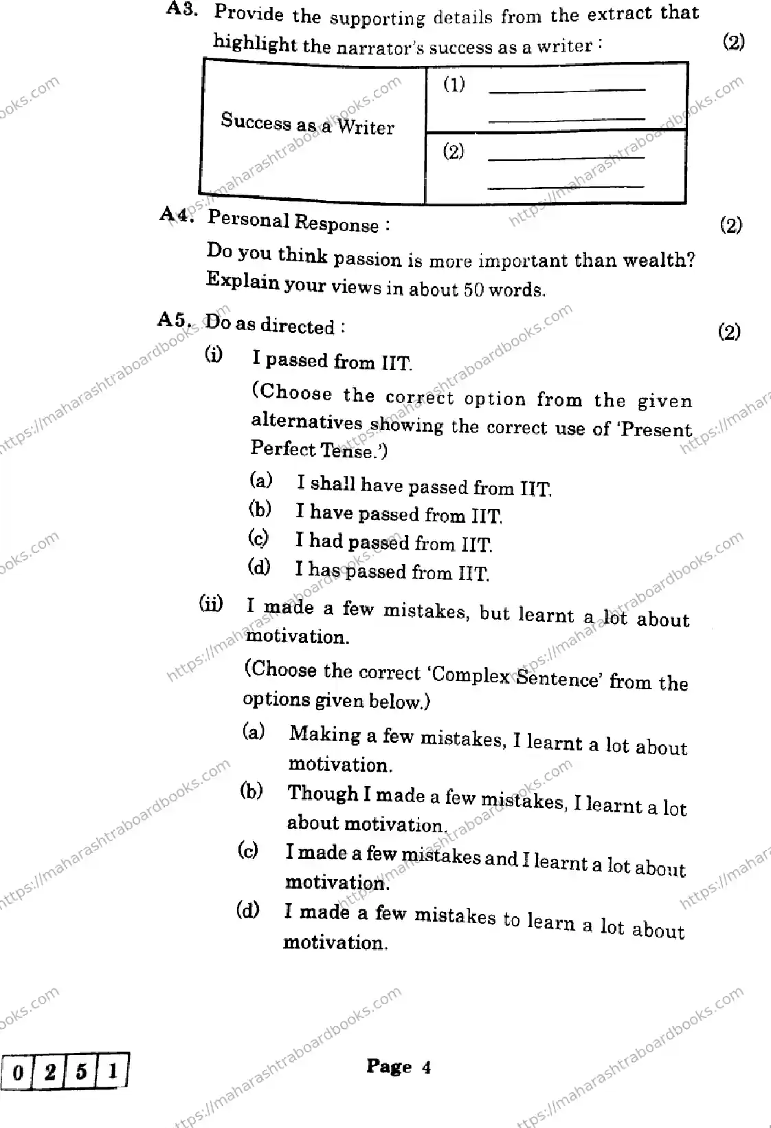 Maharashtra Board Solution HSC English- J-251 2025 Image 4