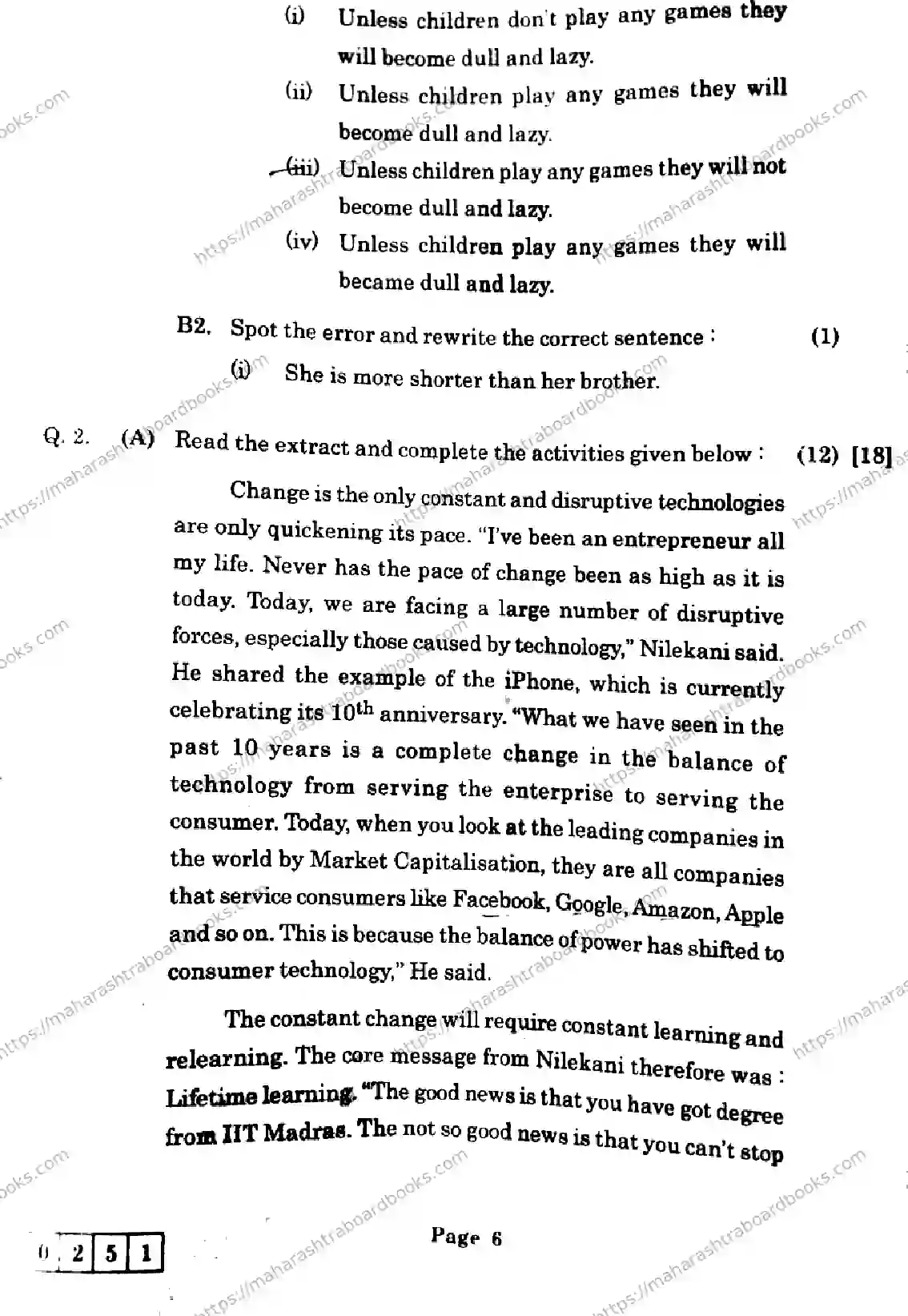 Maharashtra Board Solution HSC English- J-251 2025 Image 6
