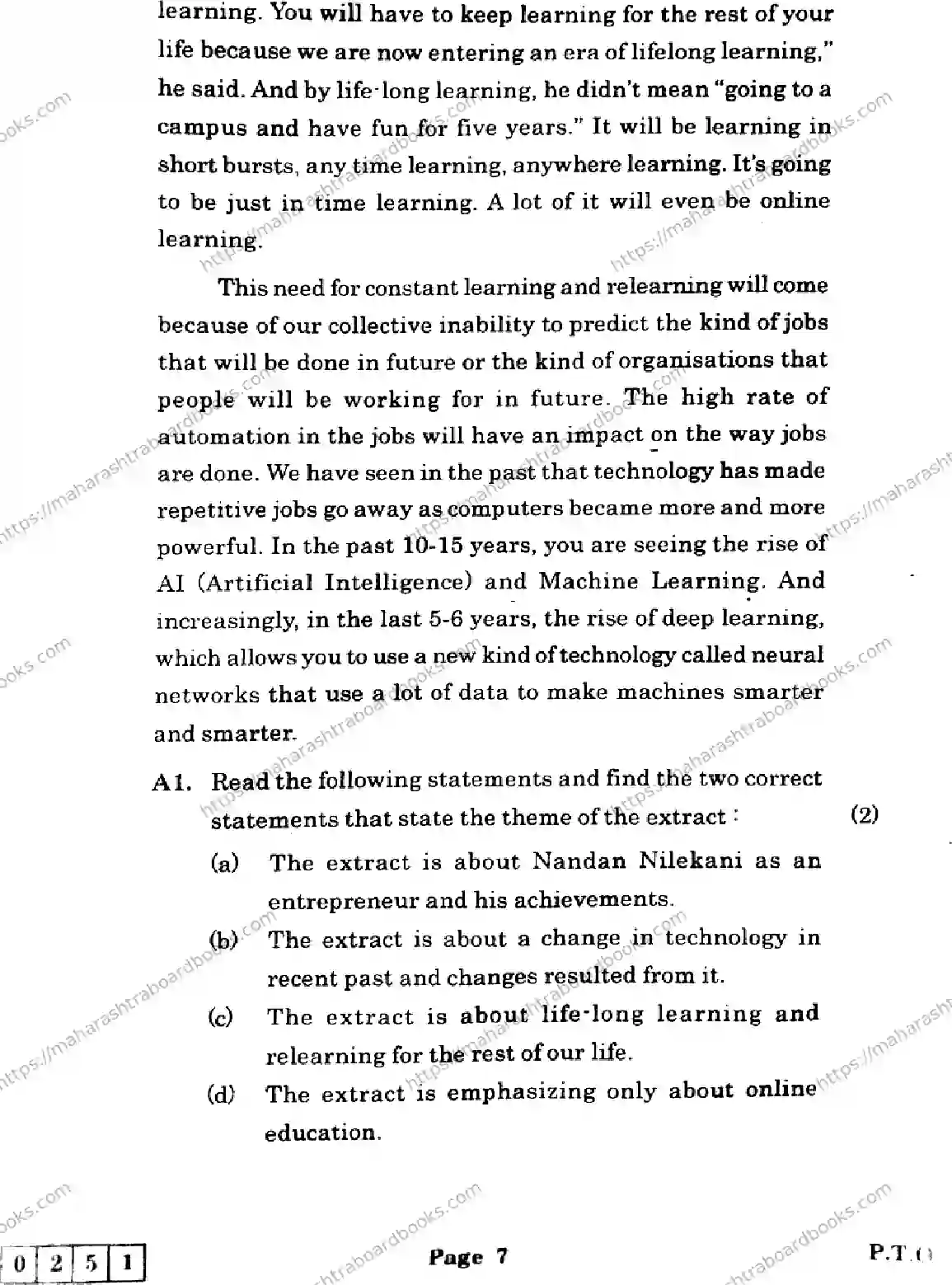 Maharashtra Board Solution HSC English- J-251 2025 Image 7