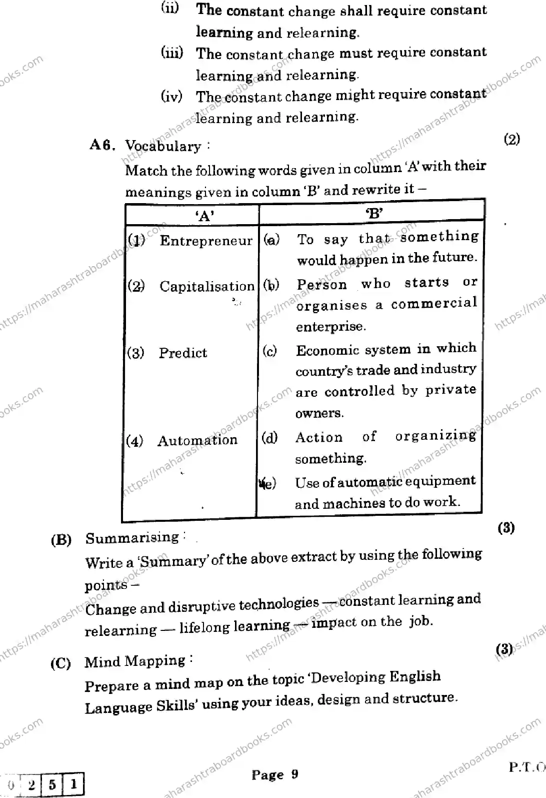 Maharashtra Board Solution HSC English- J-251 2025 Image 9