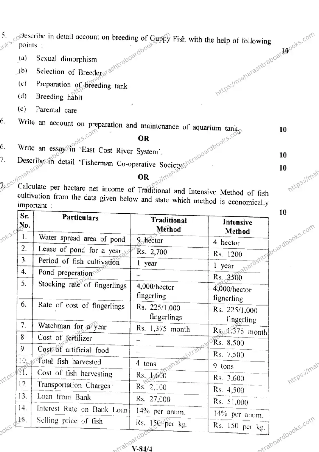 Maharashtra Board Solution HSC Fresh Water  Fish Culture (C-1) - V-84 - (Paper-2) 2025 Image 4