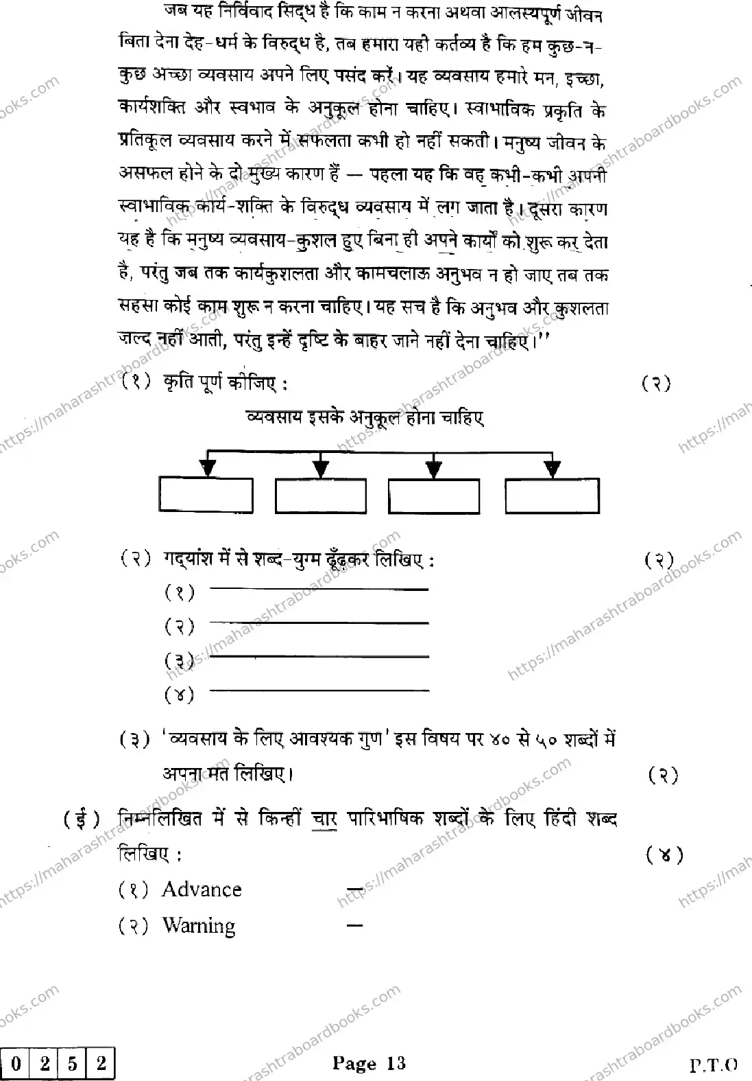 Maharashtra Board Solution HSC Hindi J-252 2025 Image 13