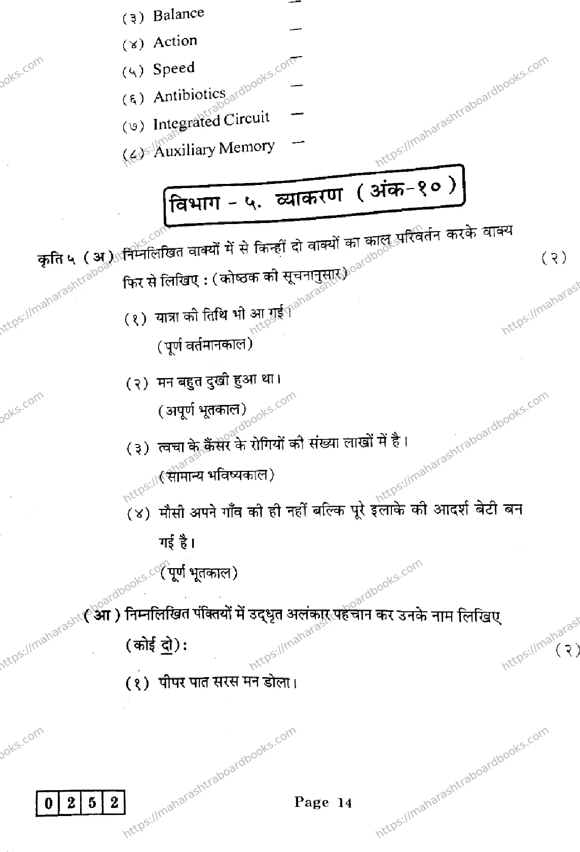 Maharashtra Board Solution HSC Hindi J-252 2025 Image 14