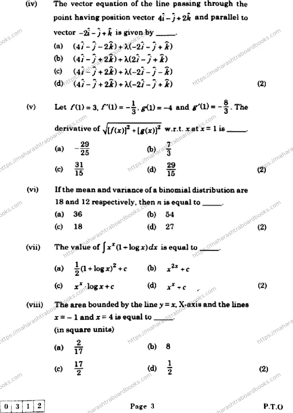 Maharashtra Board Solution HSC Mathematics and Statistics  J-312 2025 Image 3