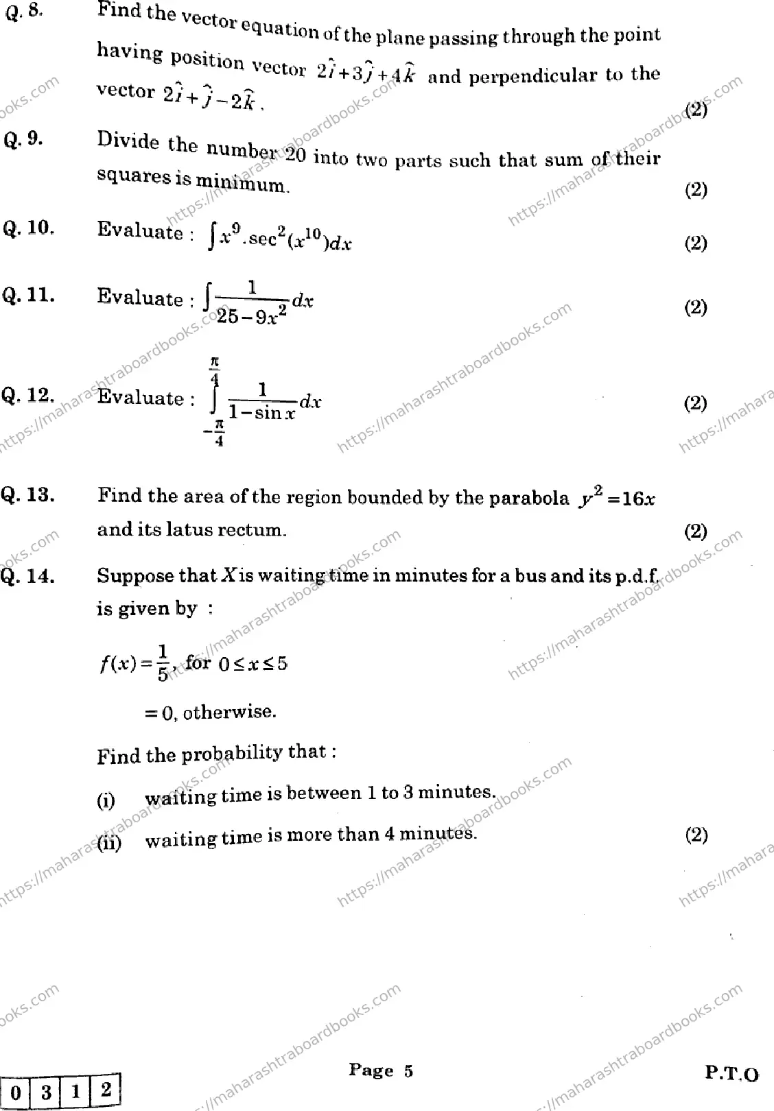 Maharashtra Board Solution HSC Mathematics and Statistics  J-312 2025 Image 5