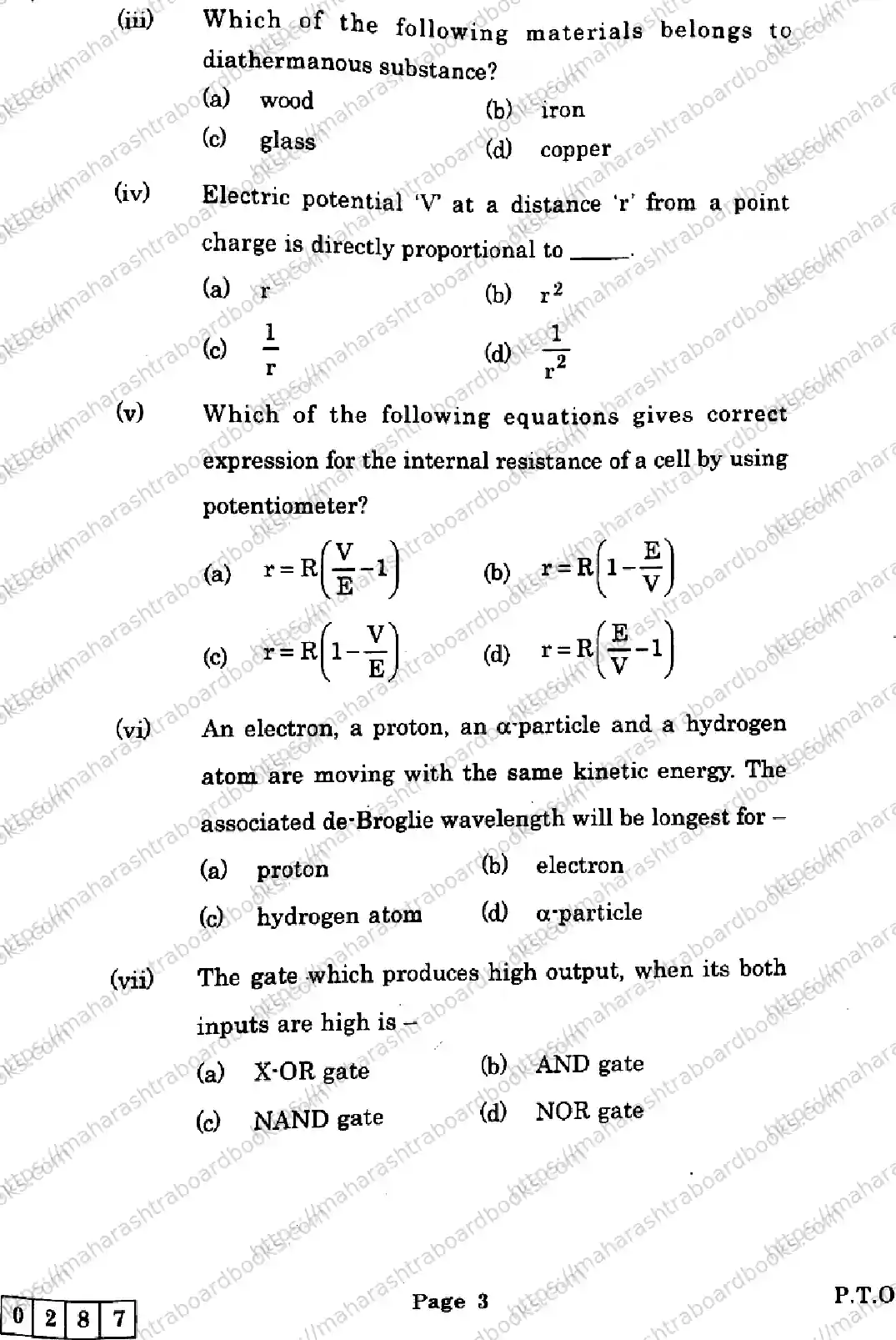 Maharashtra Board Solution HSC Physics J-287 2025 Image 3