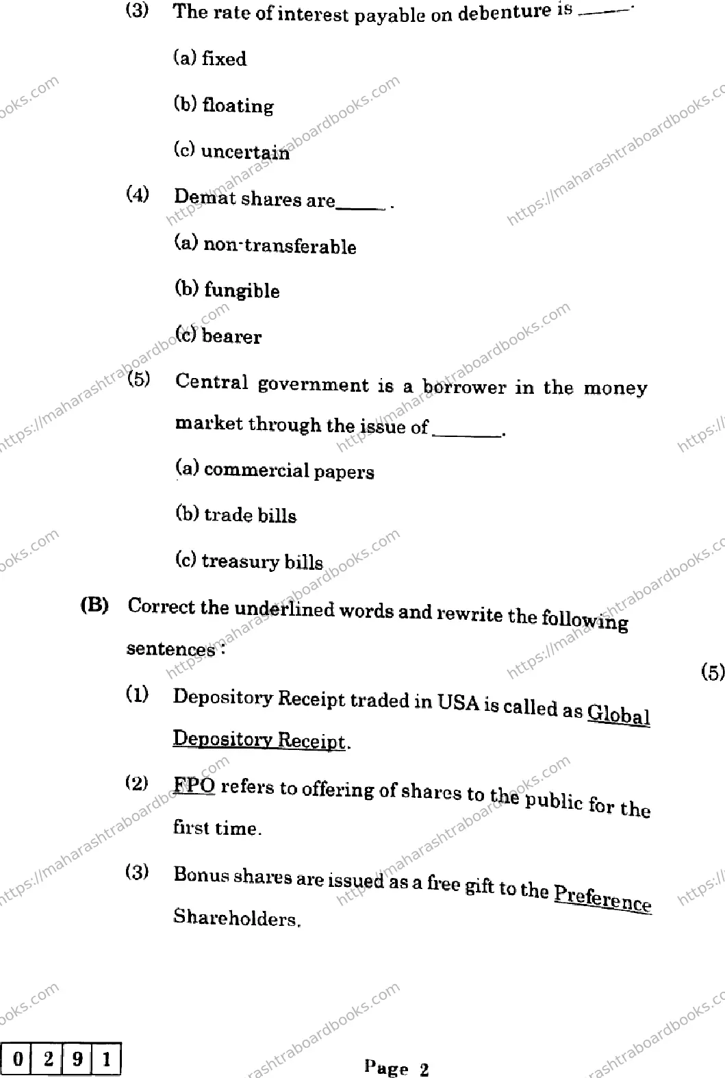 Maharashtra Board Solution HSC Secretarial Practice J-291 2025 Image 2