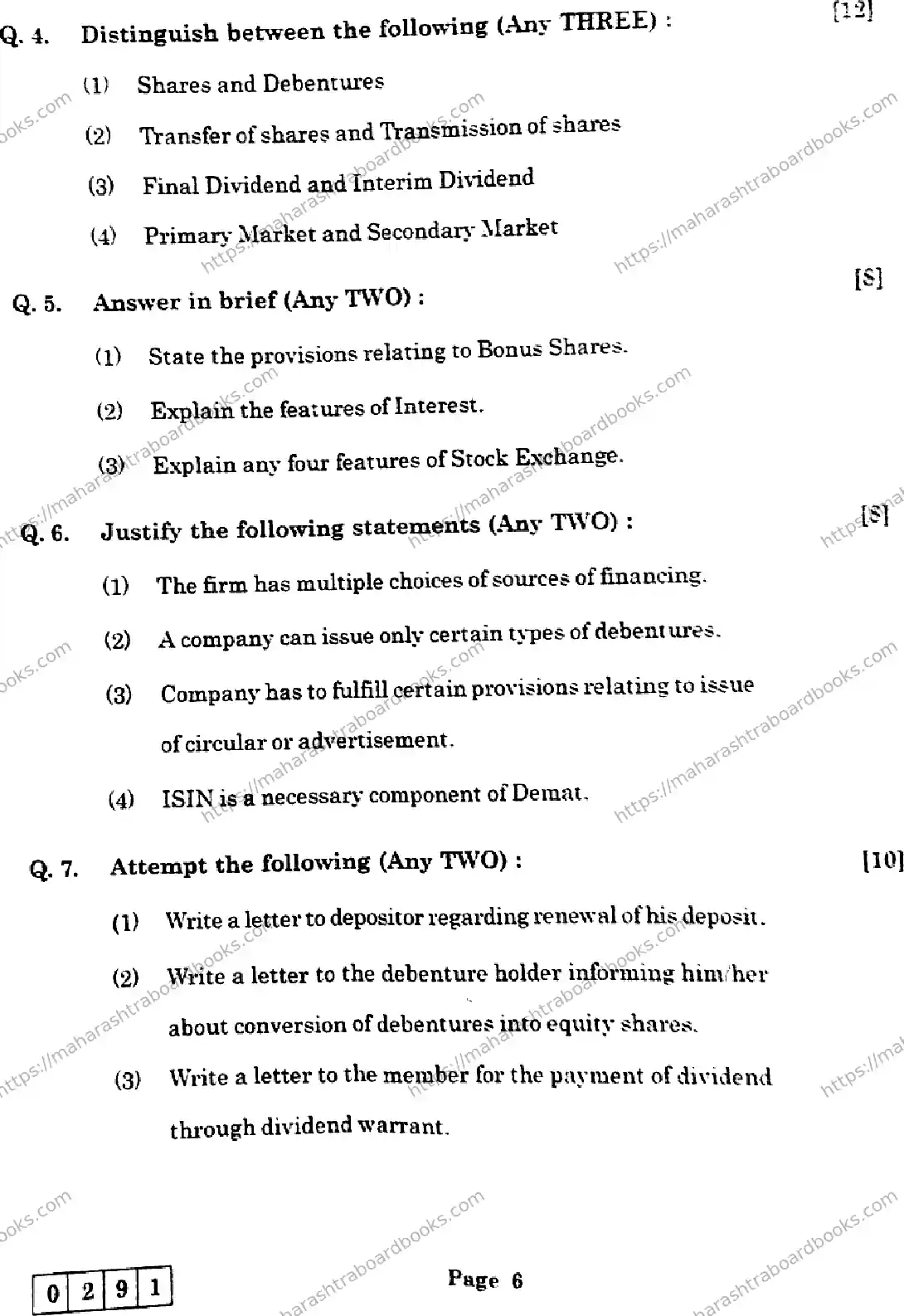 Maharashtra Board Solution HSC Secretarial Practice J-291 2025 Image 6