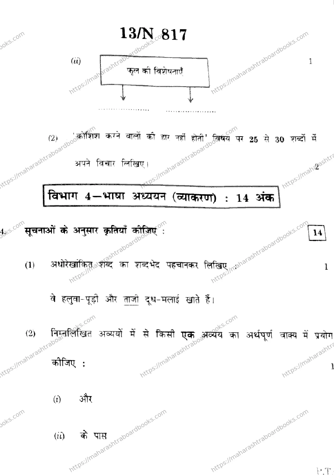 Maharashtra Board Solution SSC Hindi (SL & TL)  N-817 2025 Image 13