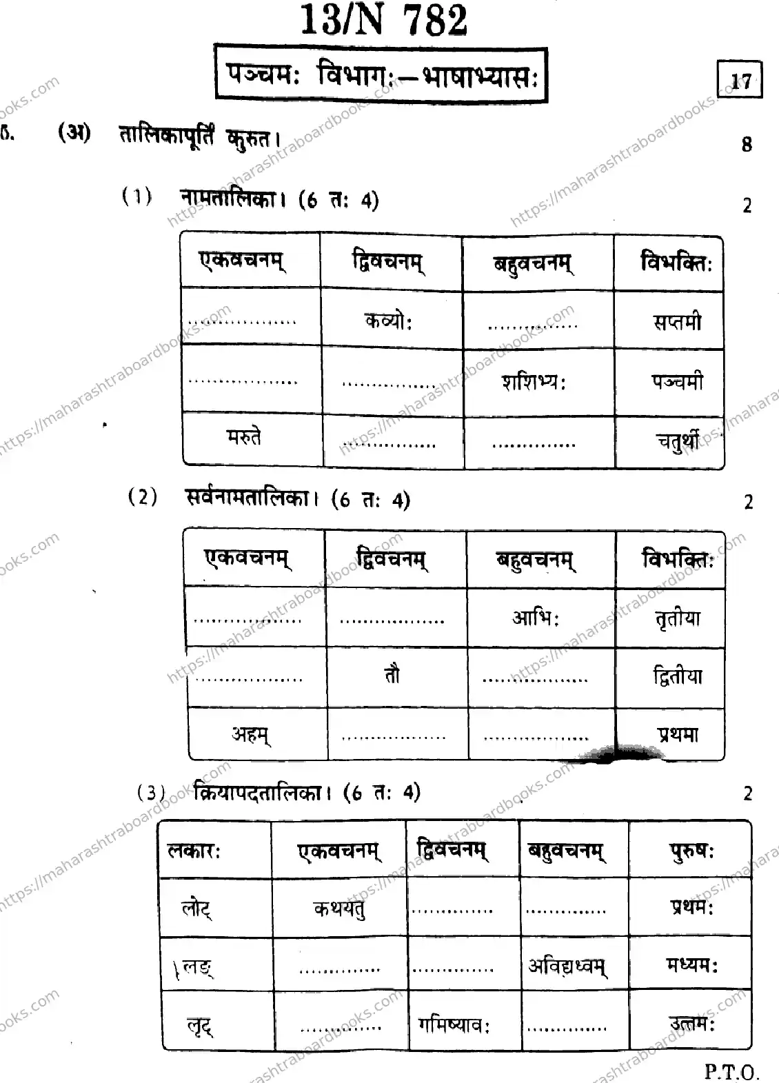 Maharashtra Board Solution SSC Sanskrit (SL & TL)  N-782 2025 Image 13