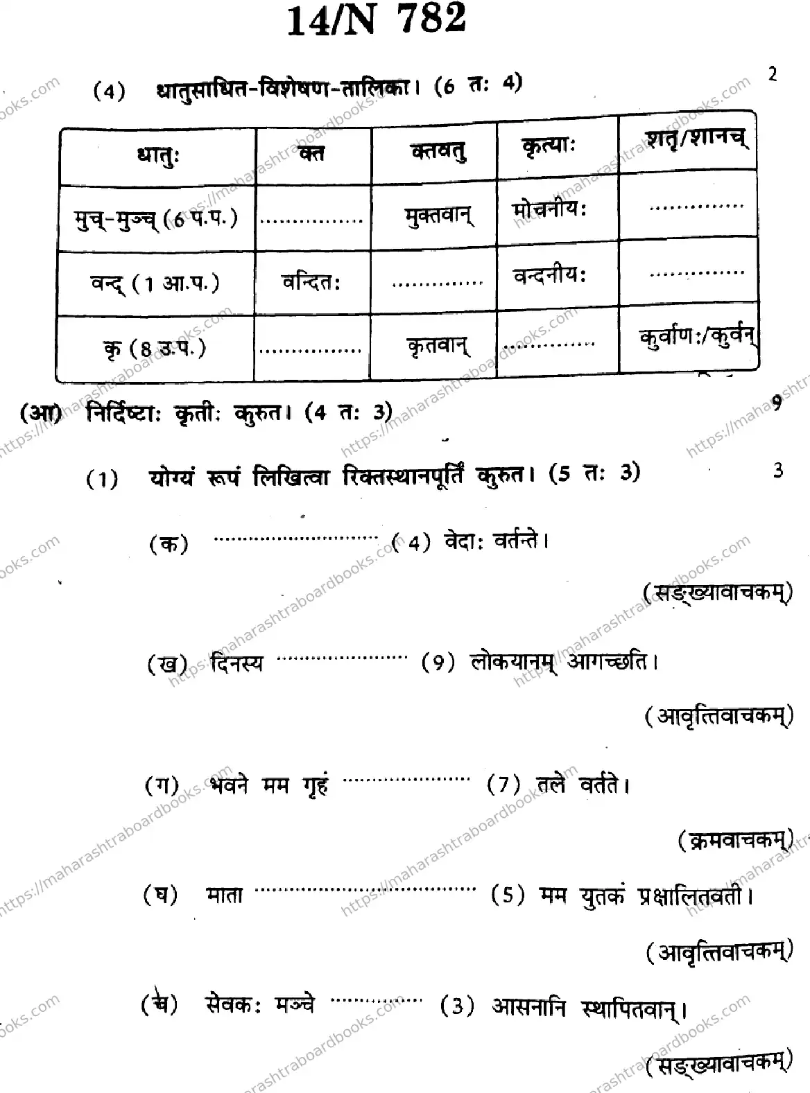 Maharashtra Board Solution SSC Sanskrit (SL & TL)  N-782 2025 Image 14
