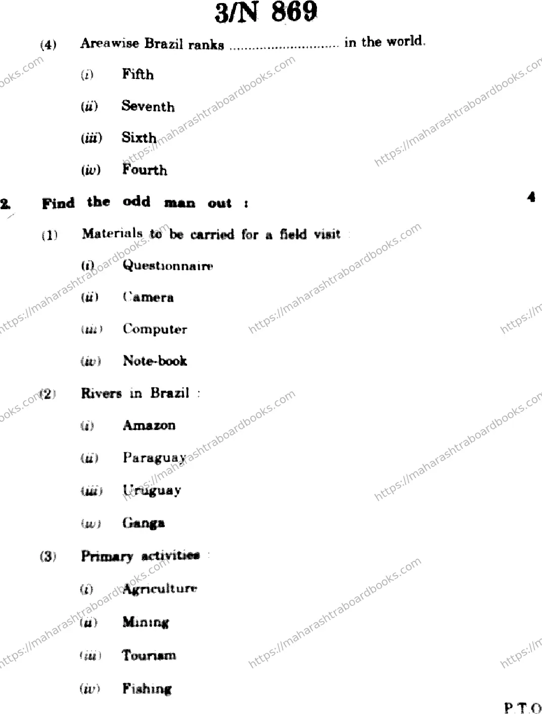 Maharashtra Board Solution SSC Social Sciences (Geography)  N-869 2025 Image 3