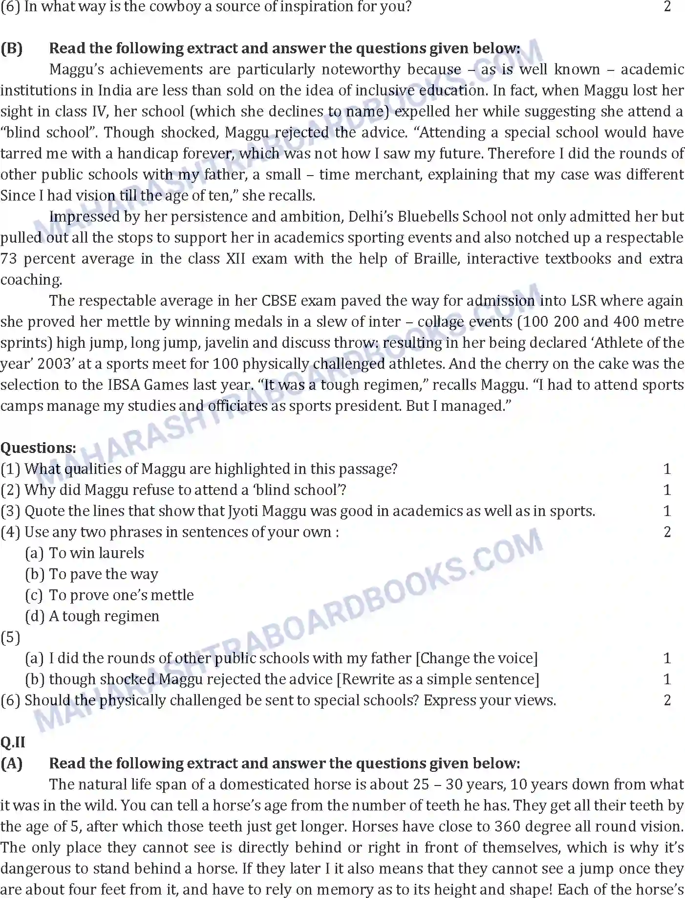 Maharashtra Board Solution SSC English Paper-A 2011 Image 2