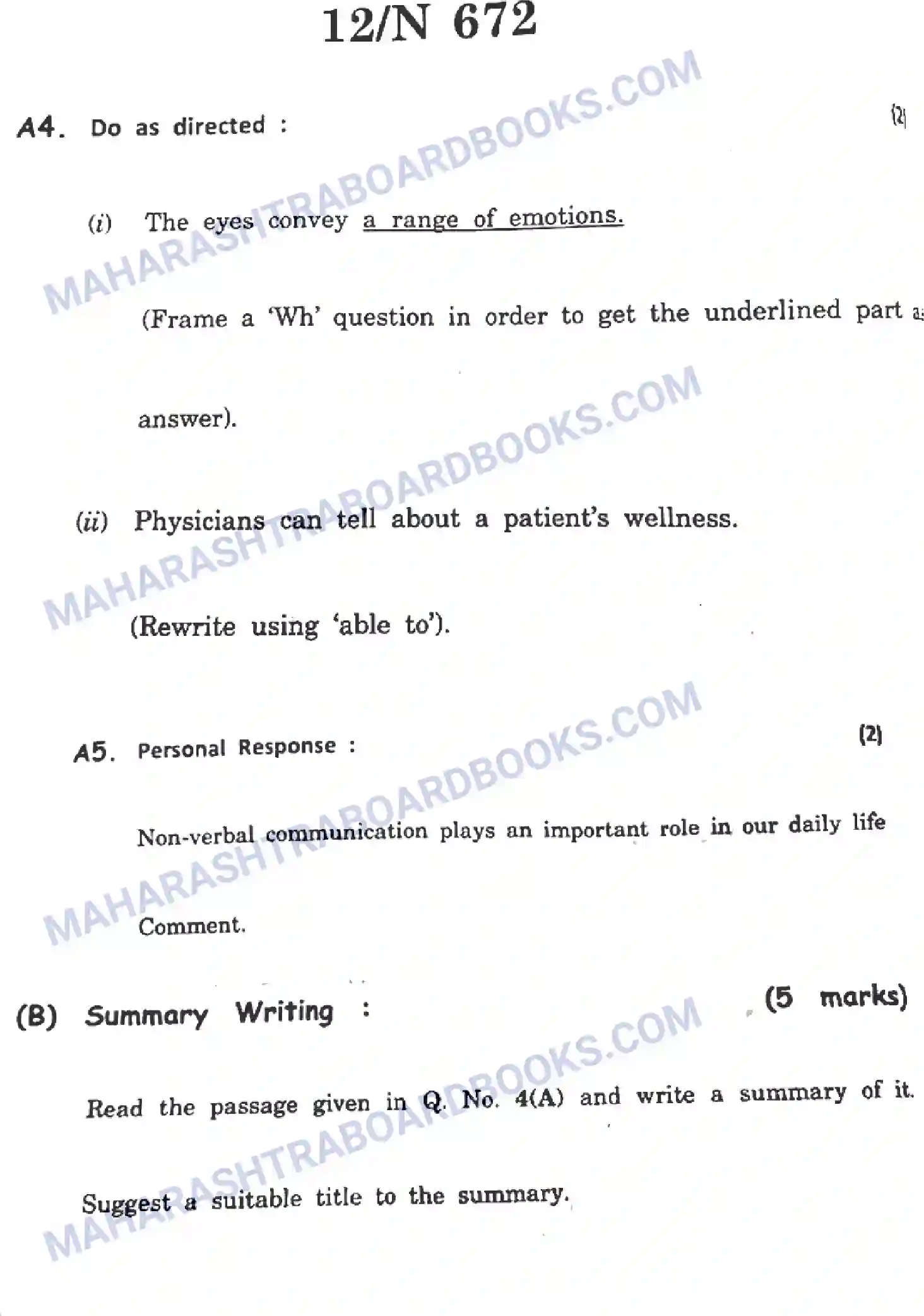 Maharashtra Board Solution SSC English Paper-A 2022 Image 12