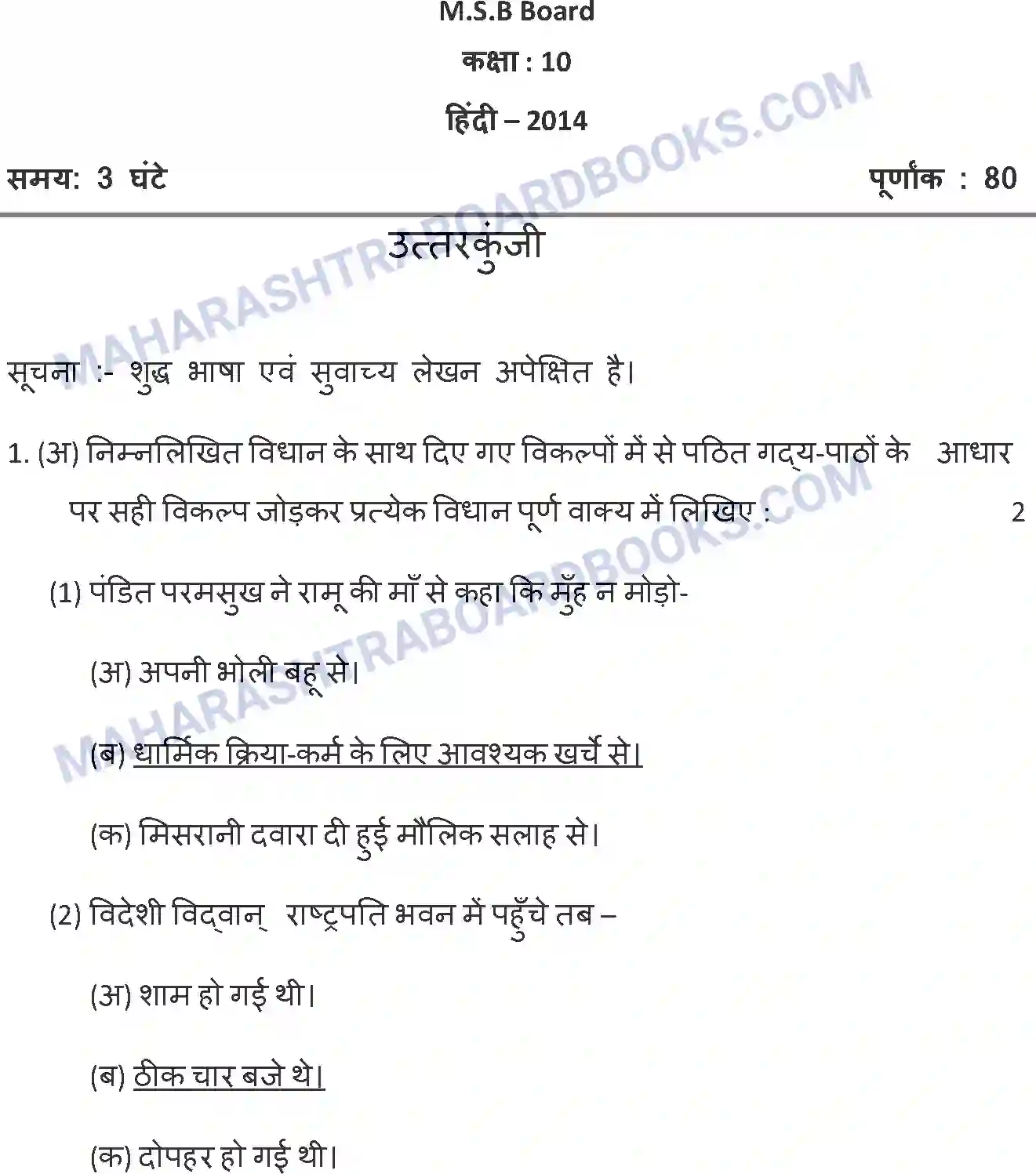 Maharashtra Board Solution SSC Hindi Paper-A 2014 Image 10