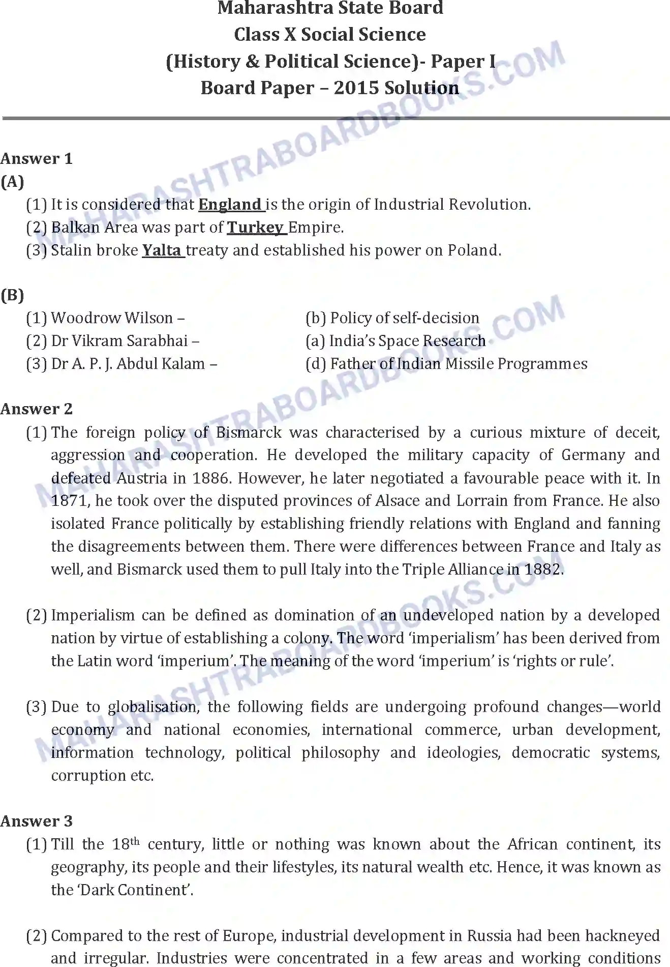 Maharashtra Board Solution SSC History Paper-A 2015 Image 3