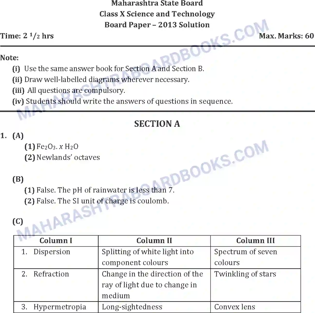 Maharashtra Board Solution SSC Science Paper-A 2013 Image 10