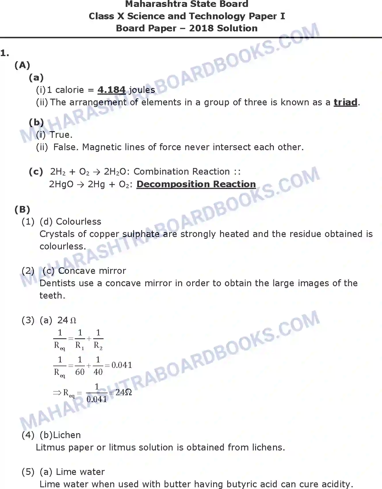 Maharashtra Board Solution SSC Science Paper-A 2018 Image 3