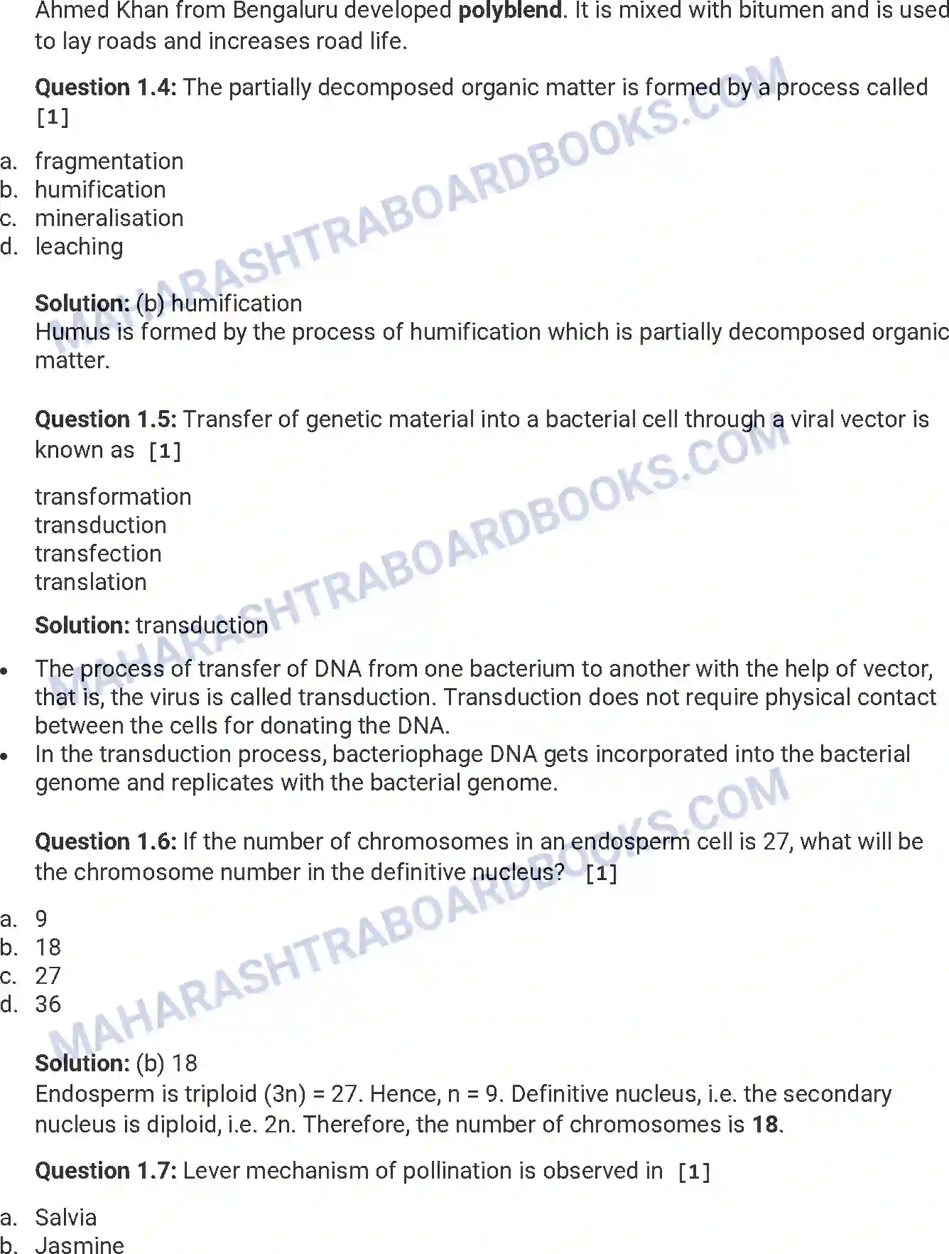 Maharashtra Board Solution HSC Biology Paper-A 2015 Image 2