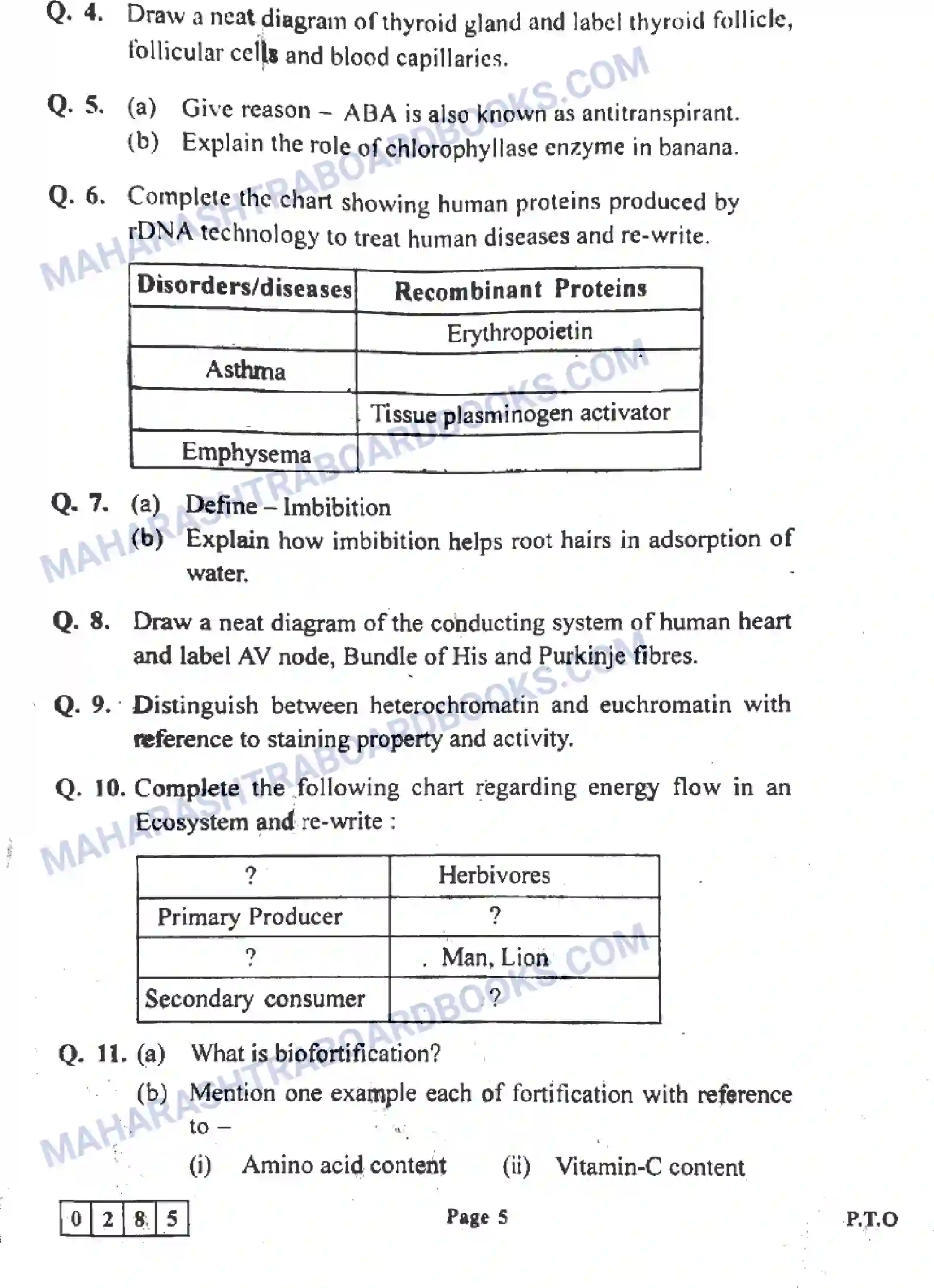 Maharashtra Board Solution HSC Biology Paper-A 2023 Image 5