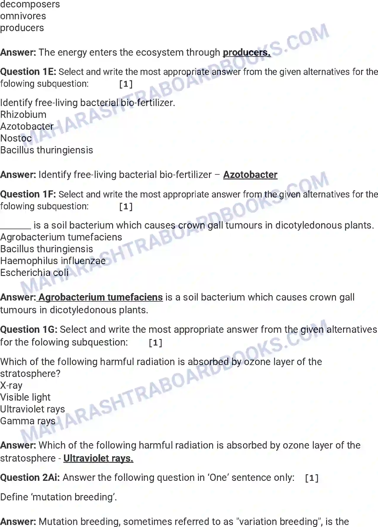 Maharashtra Board Solution HSC Biology Paper-B 2018 Image 2