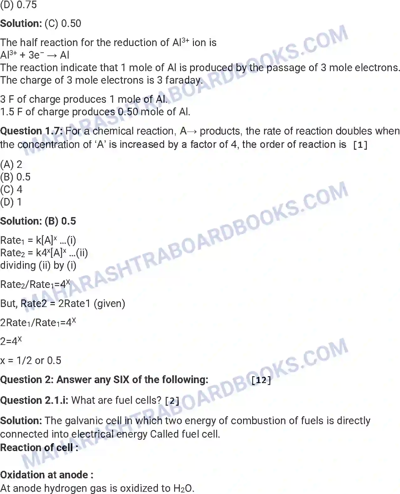 Maharashtra Board Solution HSC Chemistry Paper-A 2017 Image 3