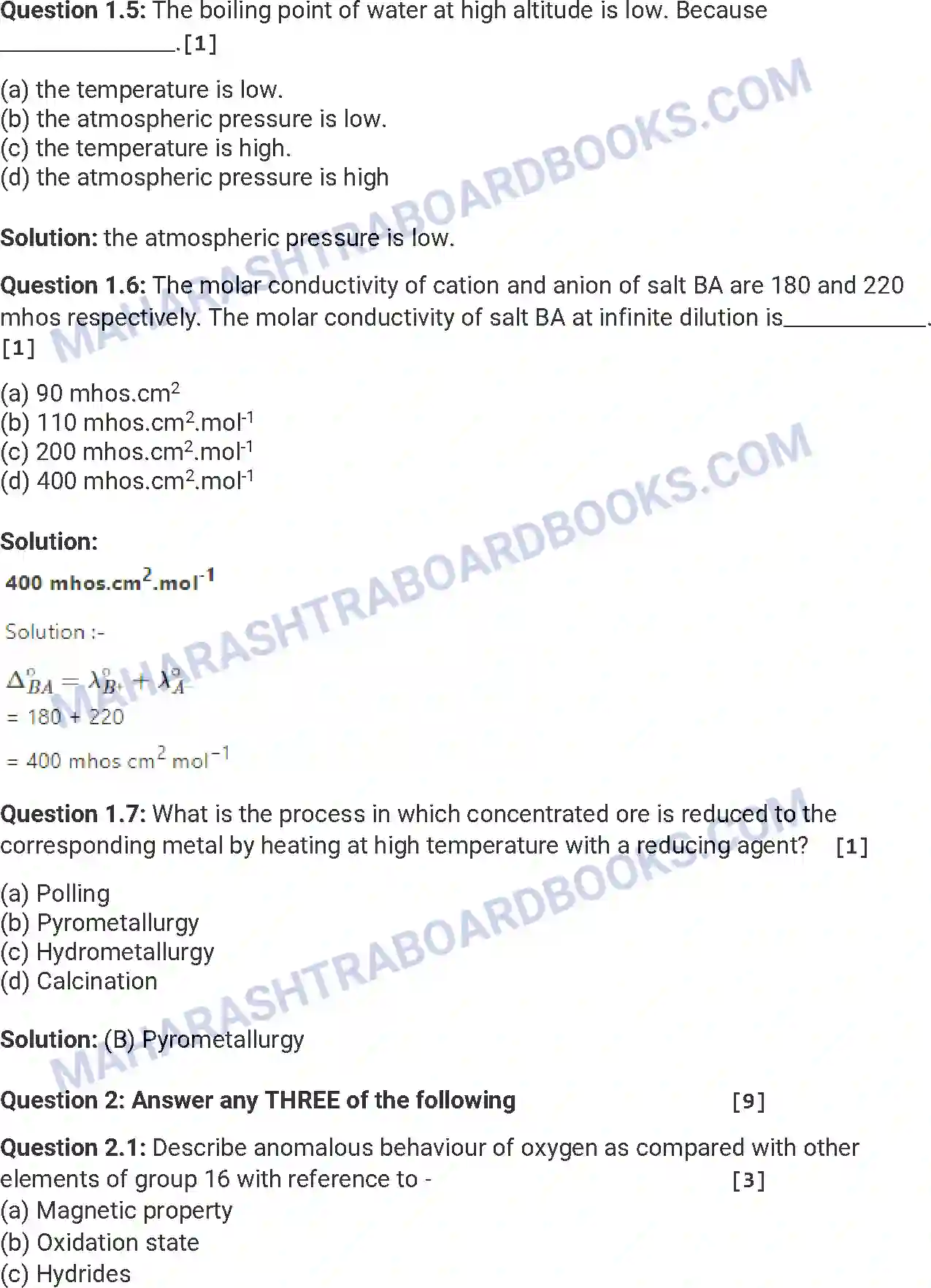 Maharashtra Board Solution HSC Chemistry Paper-B 2013 Image 2