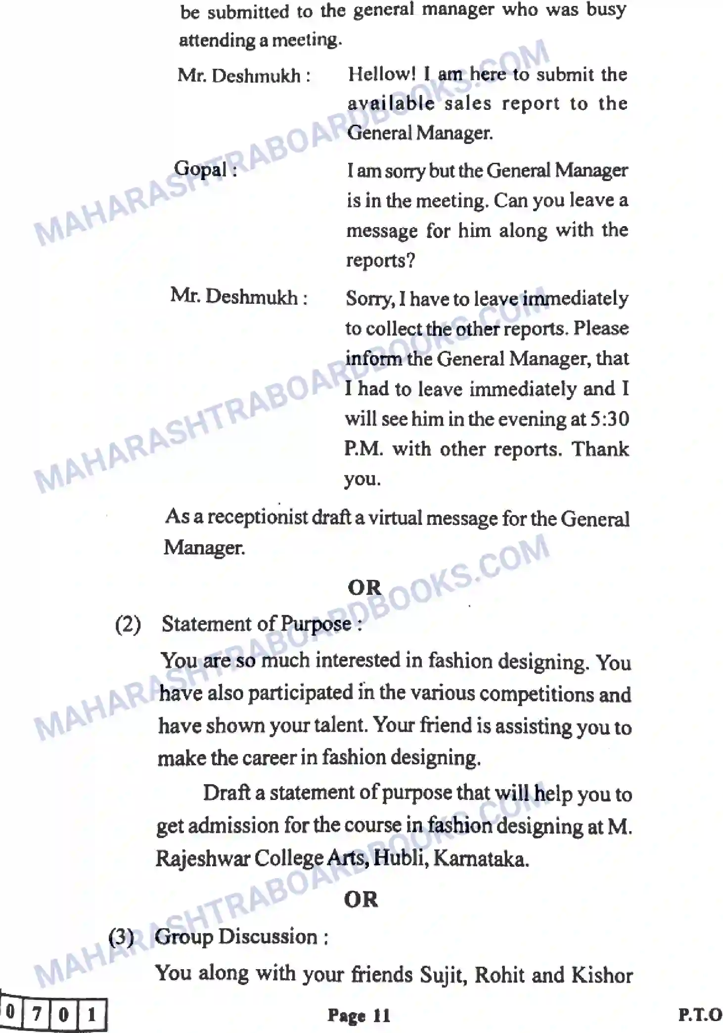 Maharashtra Board Solution HSC English Paper-A 2022 Image 11