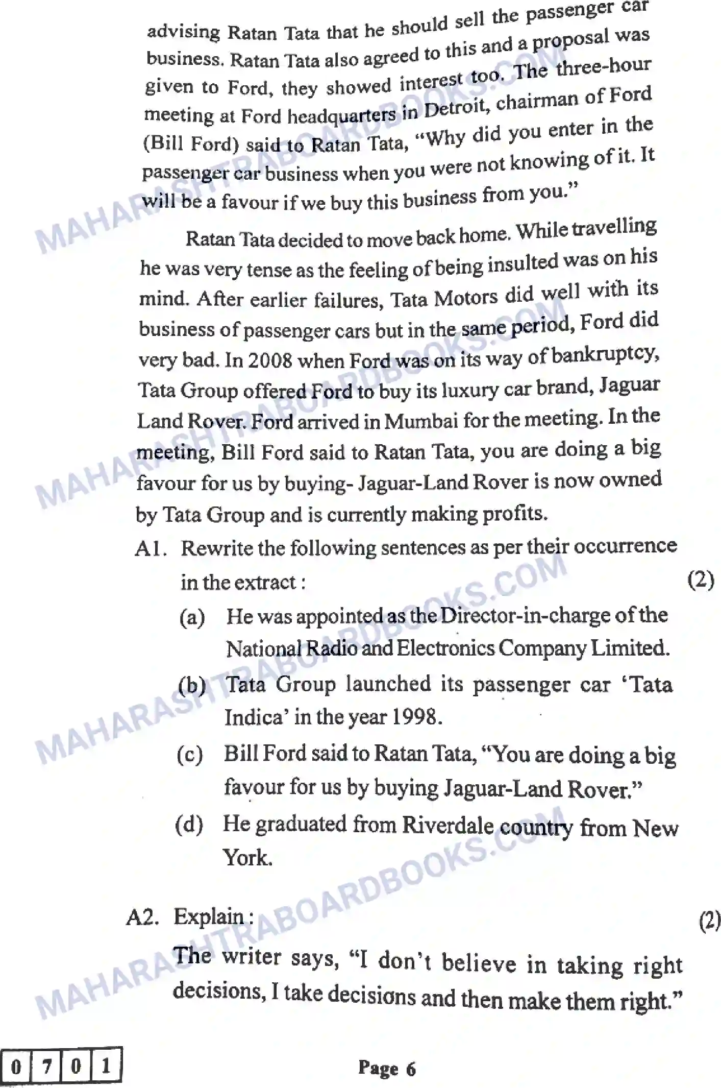 Maharashtra Board Solution HSC English Paper-A 2022 Image 6