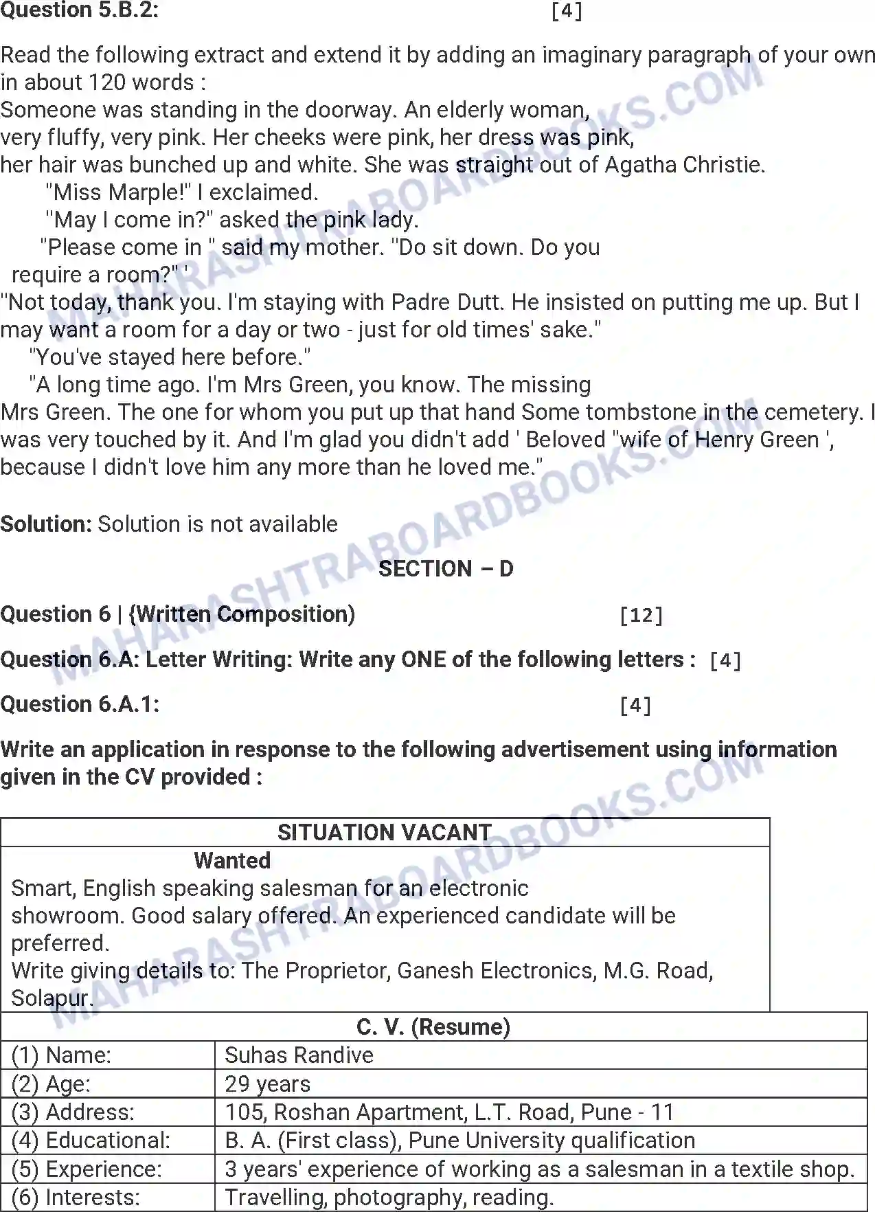 Maharashtra Board Solution HSC English Paper-C 2016 Image 11