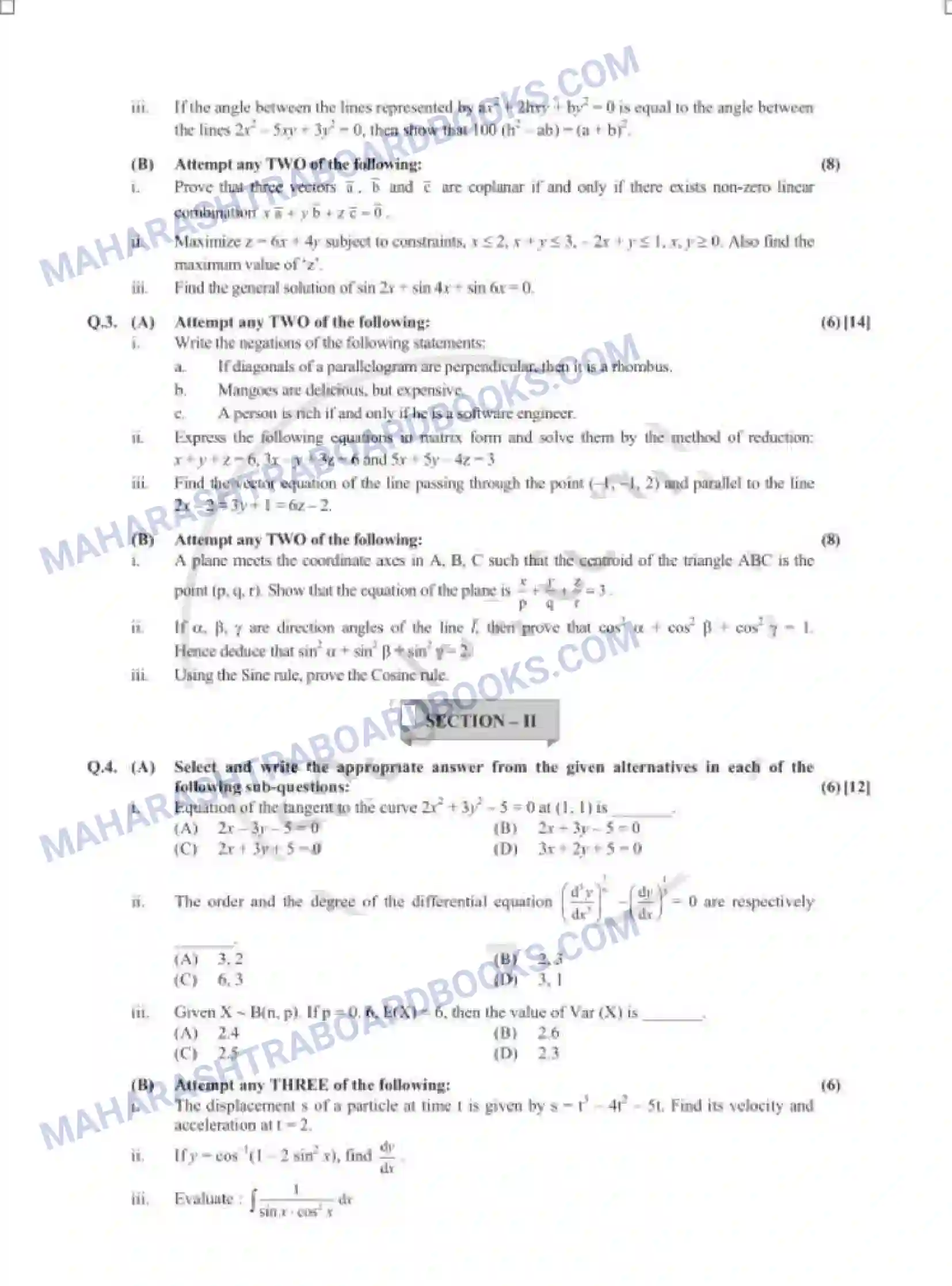 Maharashtra Board Solution HSC Mathematics Paper-B 2018 Image 2