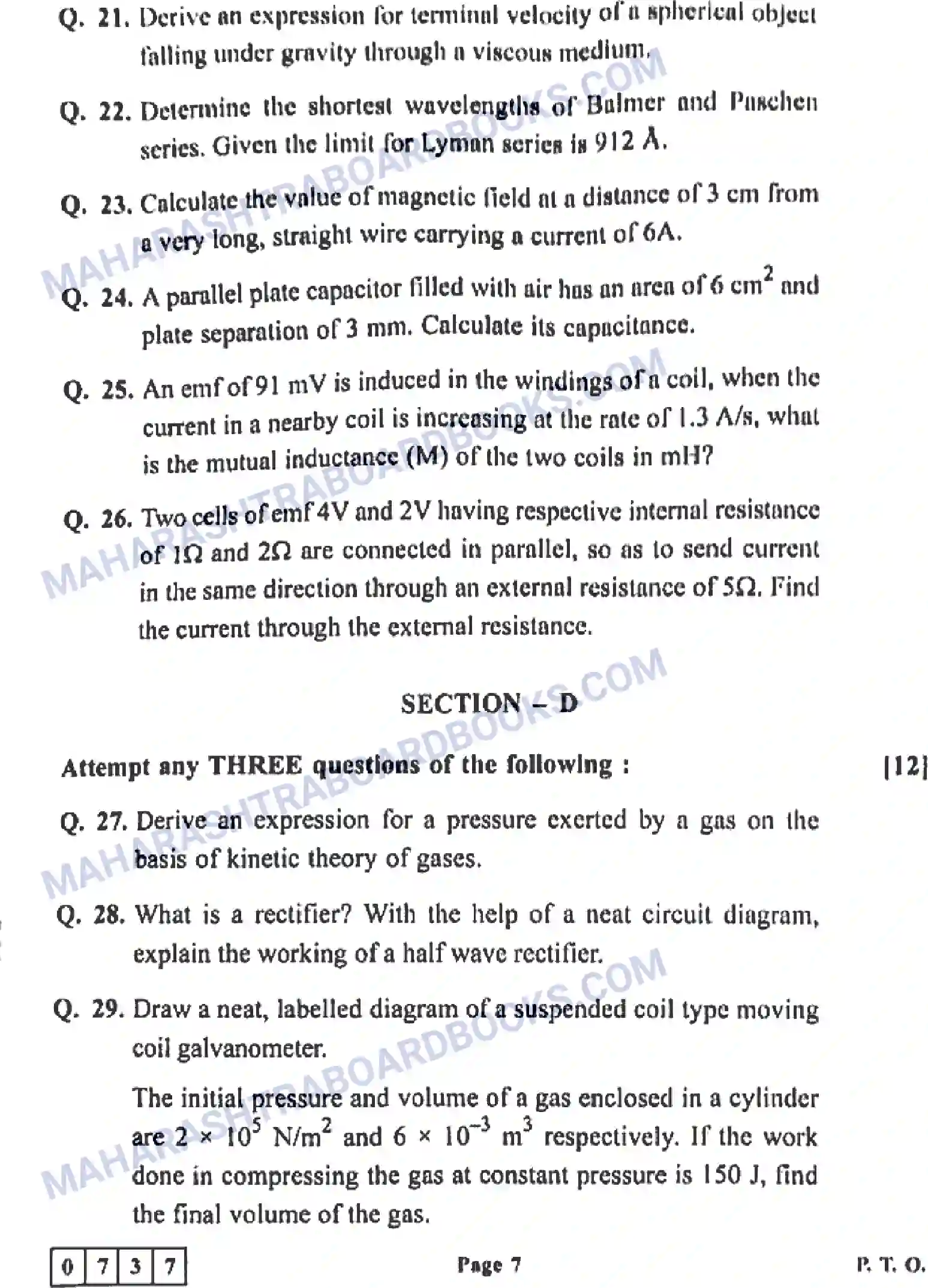 Maharashtra Board Solution HSC Physics Paper-A 2022 Image 7