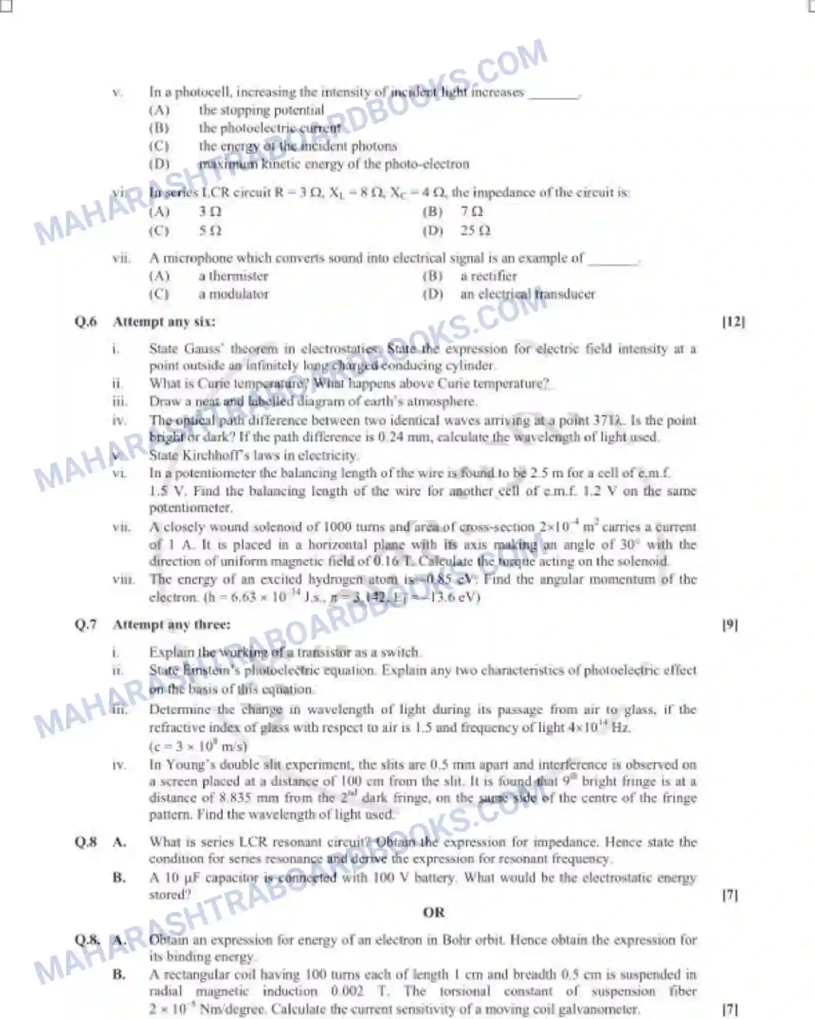 Maharashtra Board Solution HSC Physics Paper-B 2018 Image 3