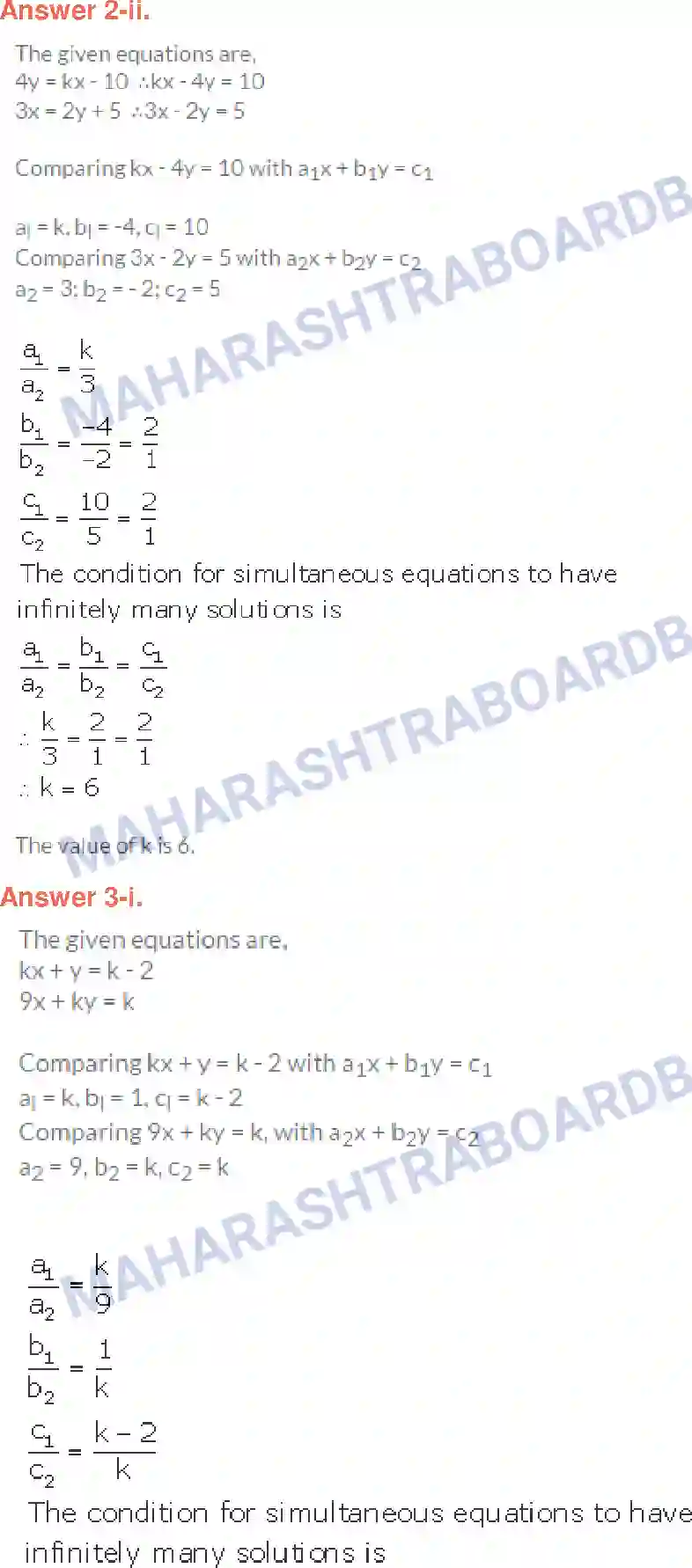 Maharashtra Board Solution class-10 Algebra+-+English+Medium Linear Equations in Two Variables Image 15