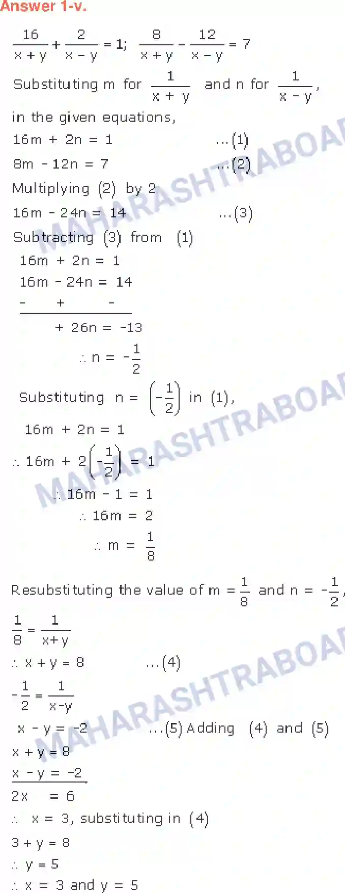 Maharashtra Board Solution class-10 Algebra+-+English+Medium Linear Equations in Two Variables Image 22